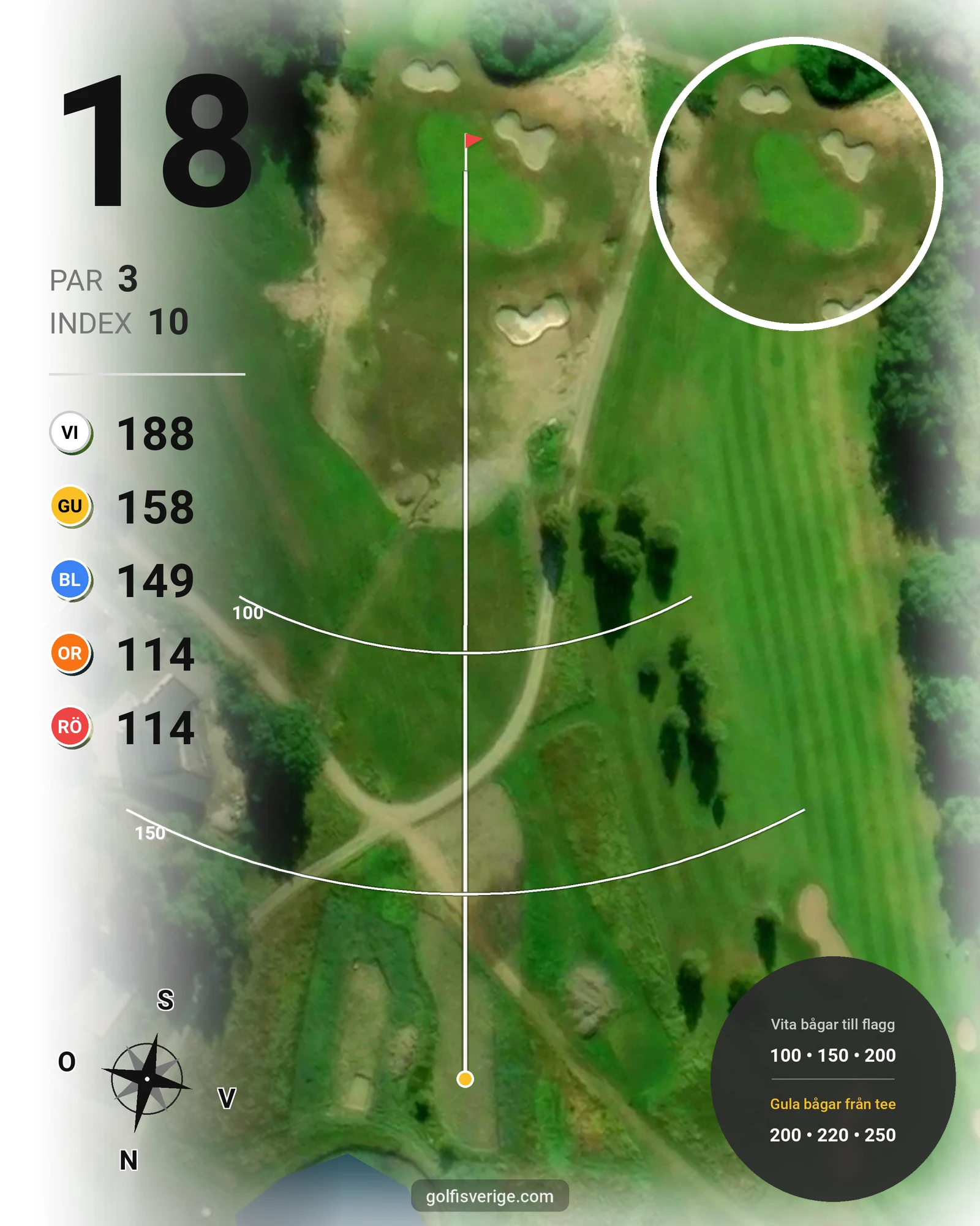 Banguide Klinga 18 hål (Norrköping) på Norrköping Söderköping Golfklubb - Hål 18 karta