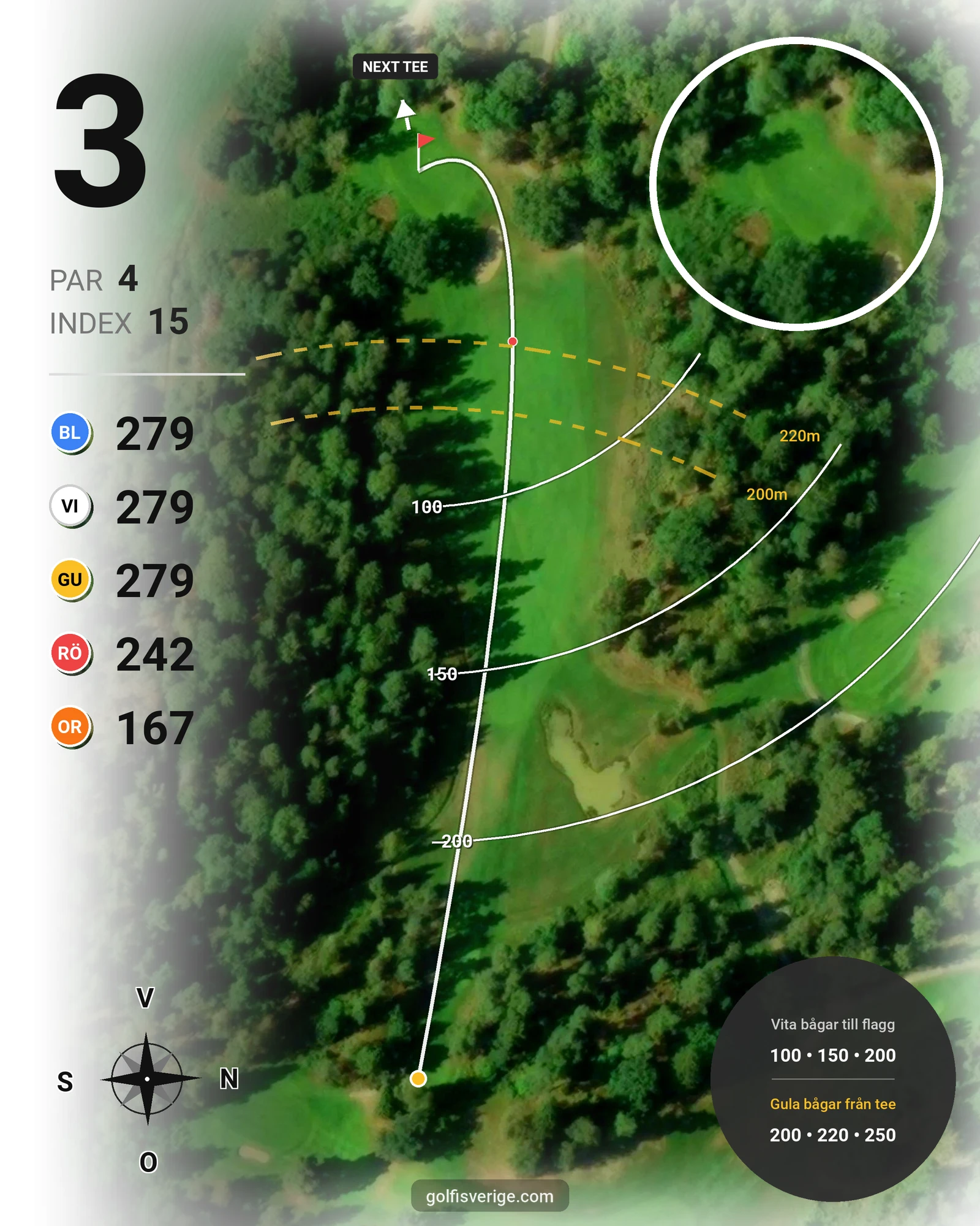 Banguide Klinga 18 hål (Norrköping) på Norrköping Söderköping Golfklubb - Hål 3 karta