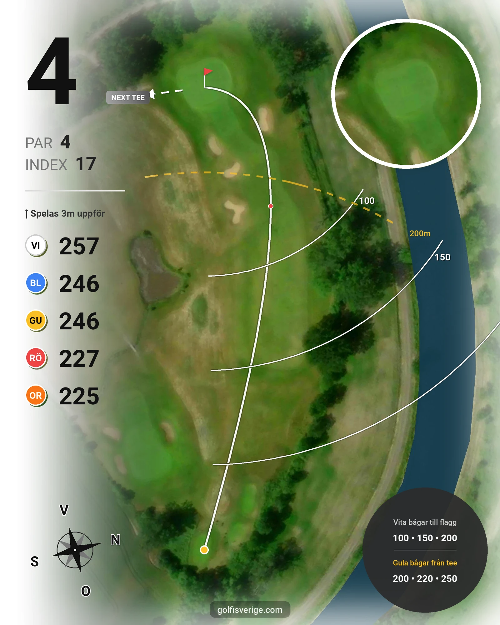 Banguide Hylinge 9 hål (Söderköping) på Norrköping Söderköping Golfklubb - Hål 4 karta