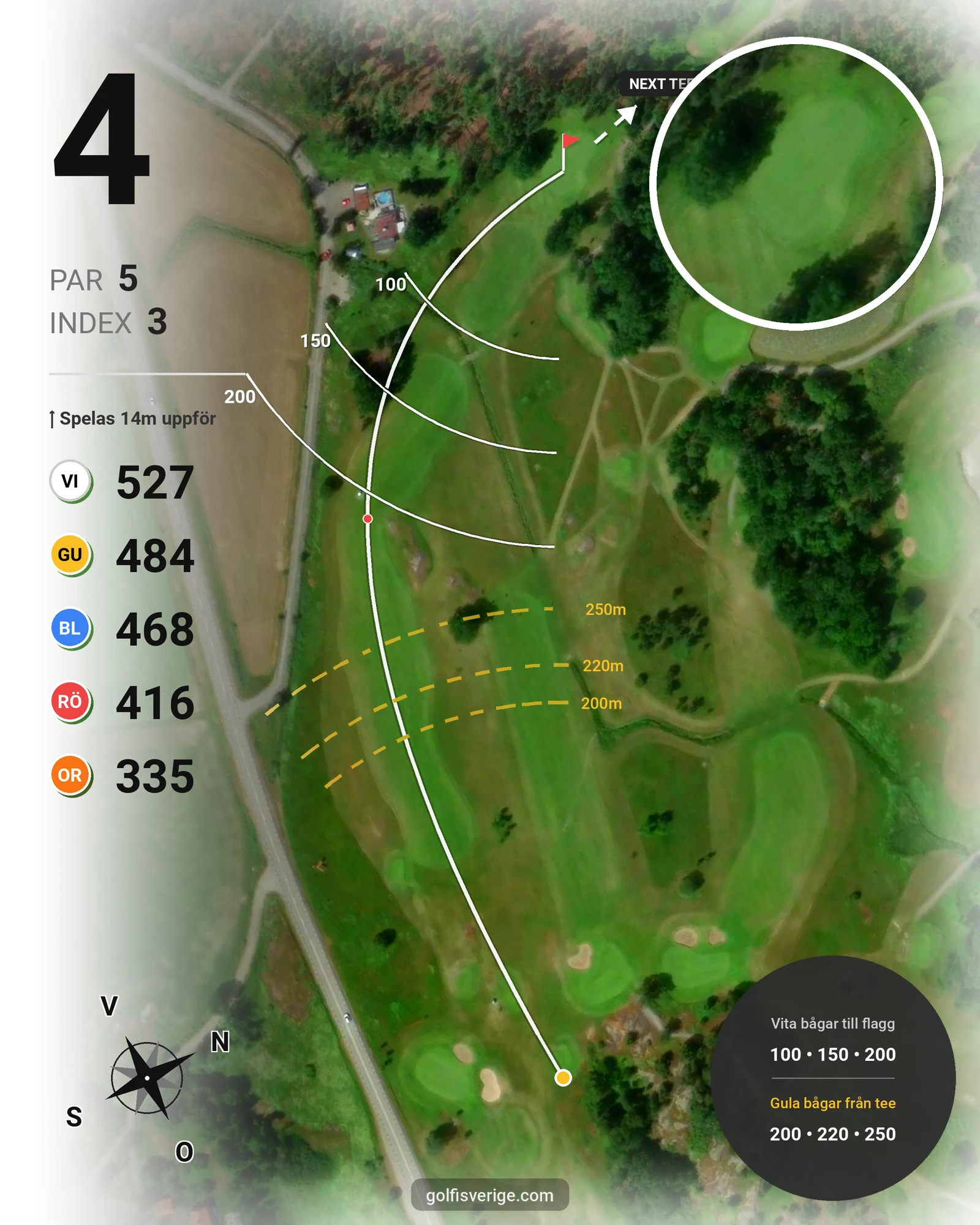 Banguide Hylinge 18 hål (Söderköping) på Norrköping Söderköping Golfklubb - Hål 4 karta