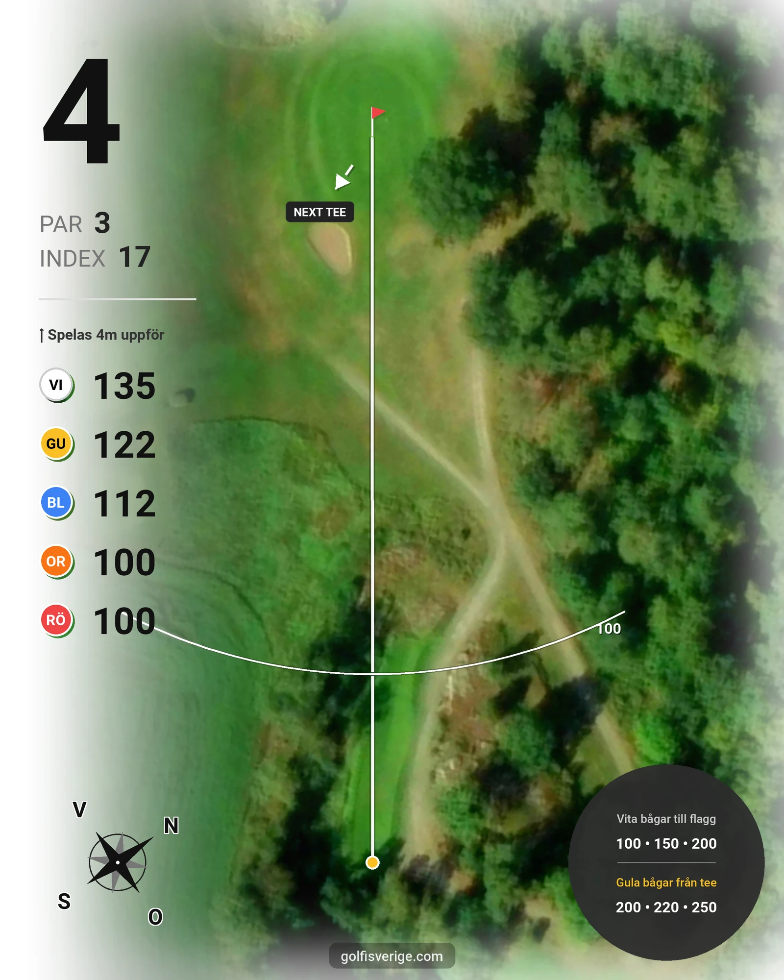 Banguide Klinga 18 hål (Norrköping) på Norrköping Söderköping Golfklubb - Hål 4 karta