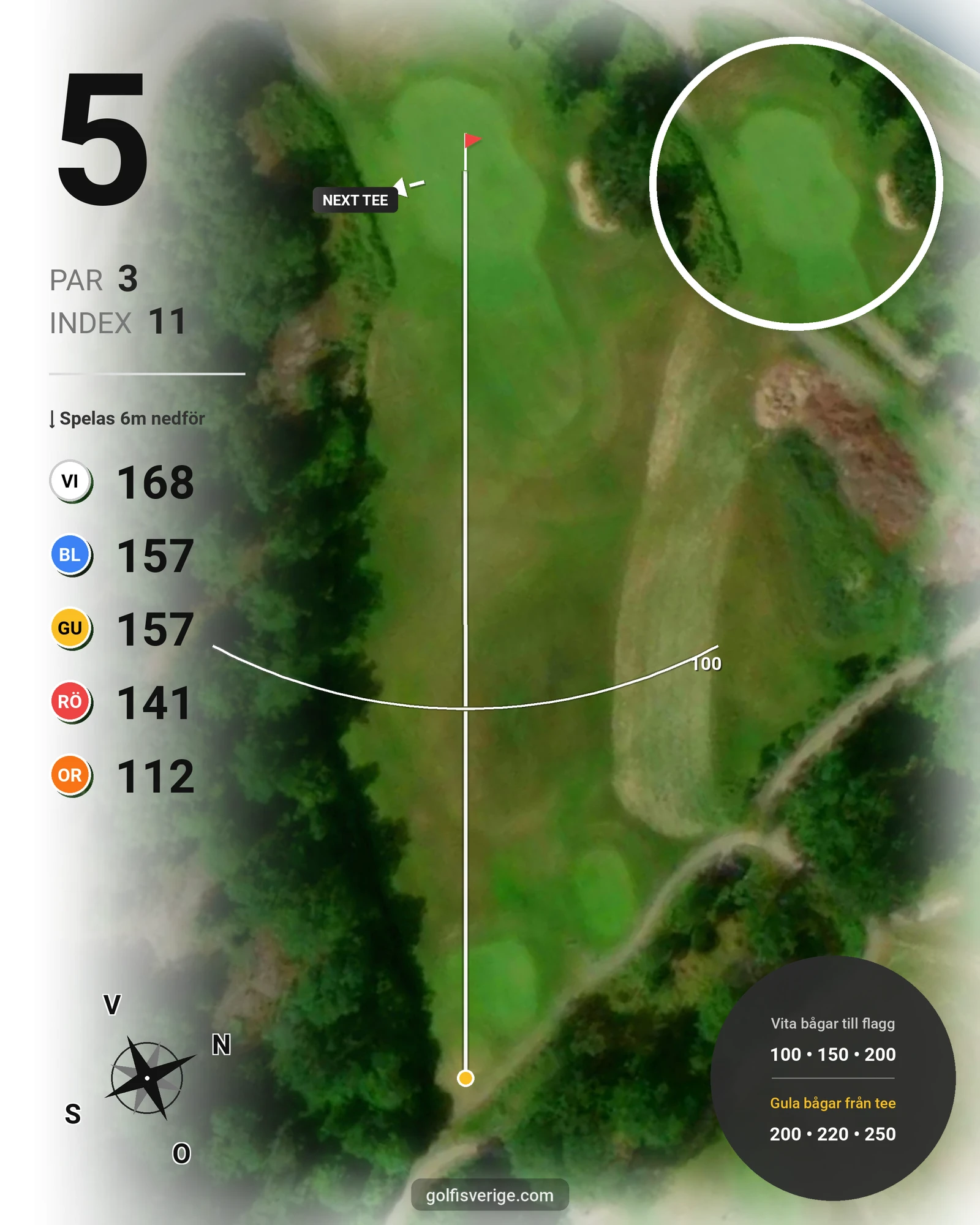 Banguide Hylinge 9 hål (Söderköping) på Norrköping Söderköping Golfklubb - Hål 5 karta
