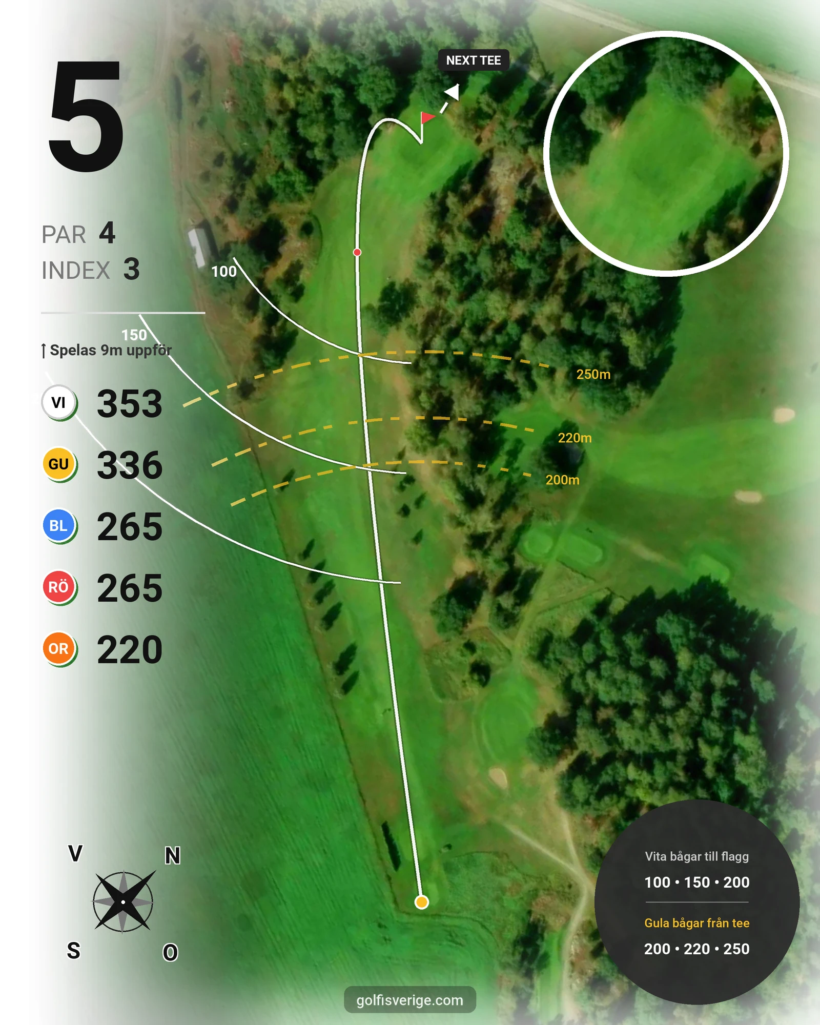 Banguide Klinga 18 hål (Norrköping) på Norrköping Söderköping Golfklubb - Hål 5 karta