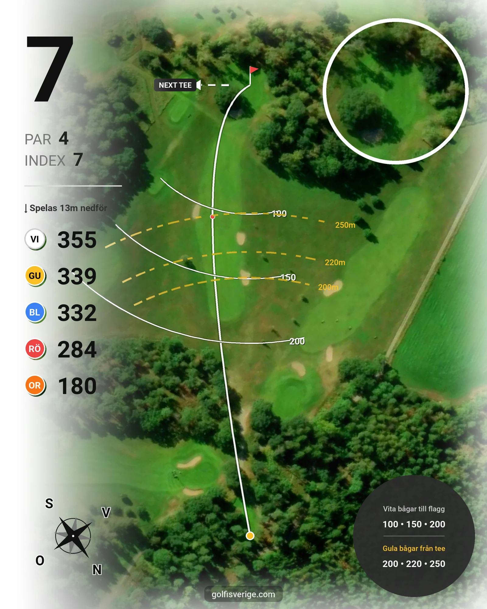 Banguide Klinga 18 hål (Norrköping) på Norrköping Söderköping Golfklubb - Hål 7 karta