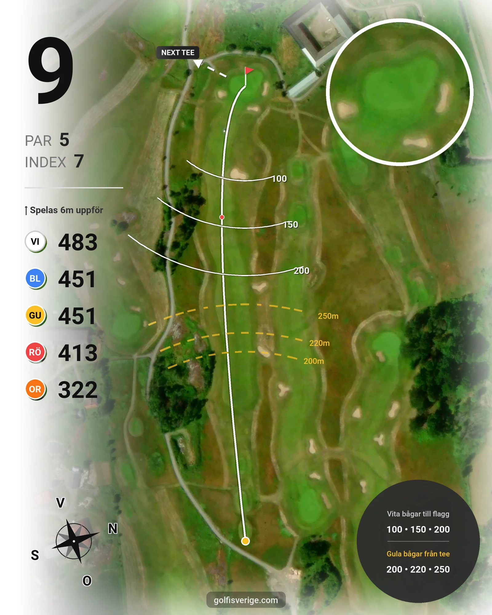 Banguide Hylinge 9 hål (Söderköping) på Norrköping Söderköping Golfklubb - Hål 9 karta