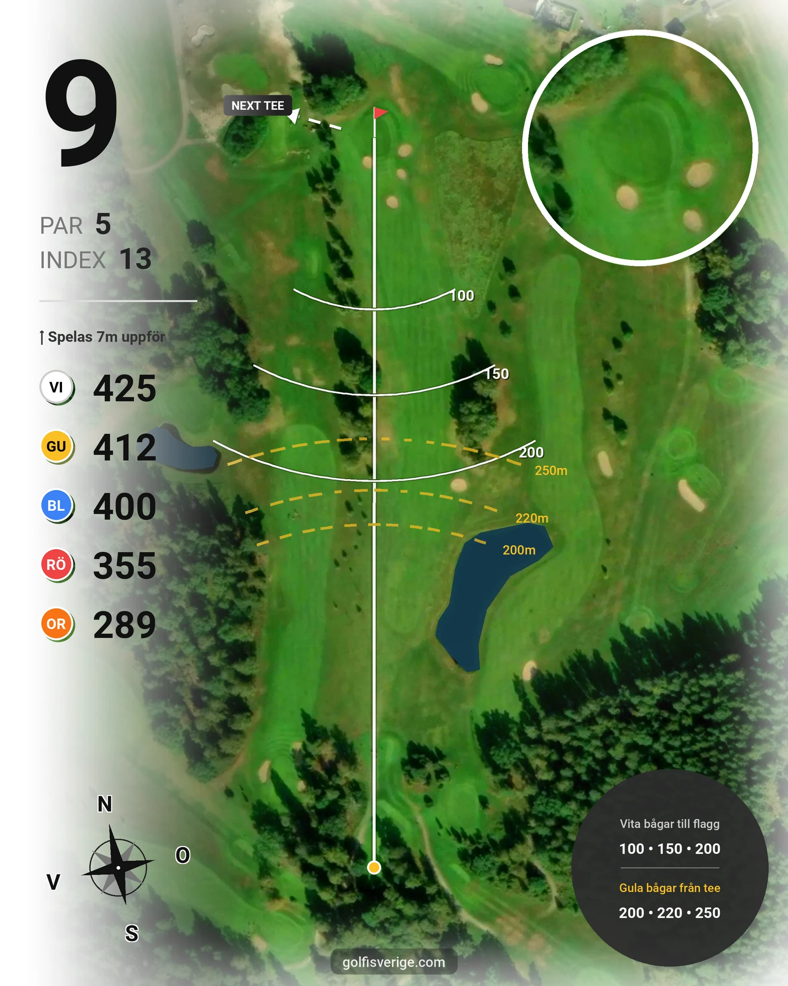 Banguide Klinga 18 hål (Norrköping) på Norrköping Söderköping Golfklubb - Hål 9 karta