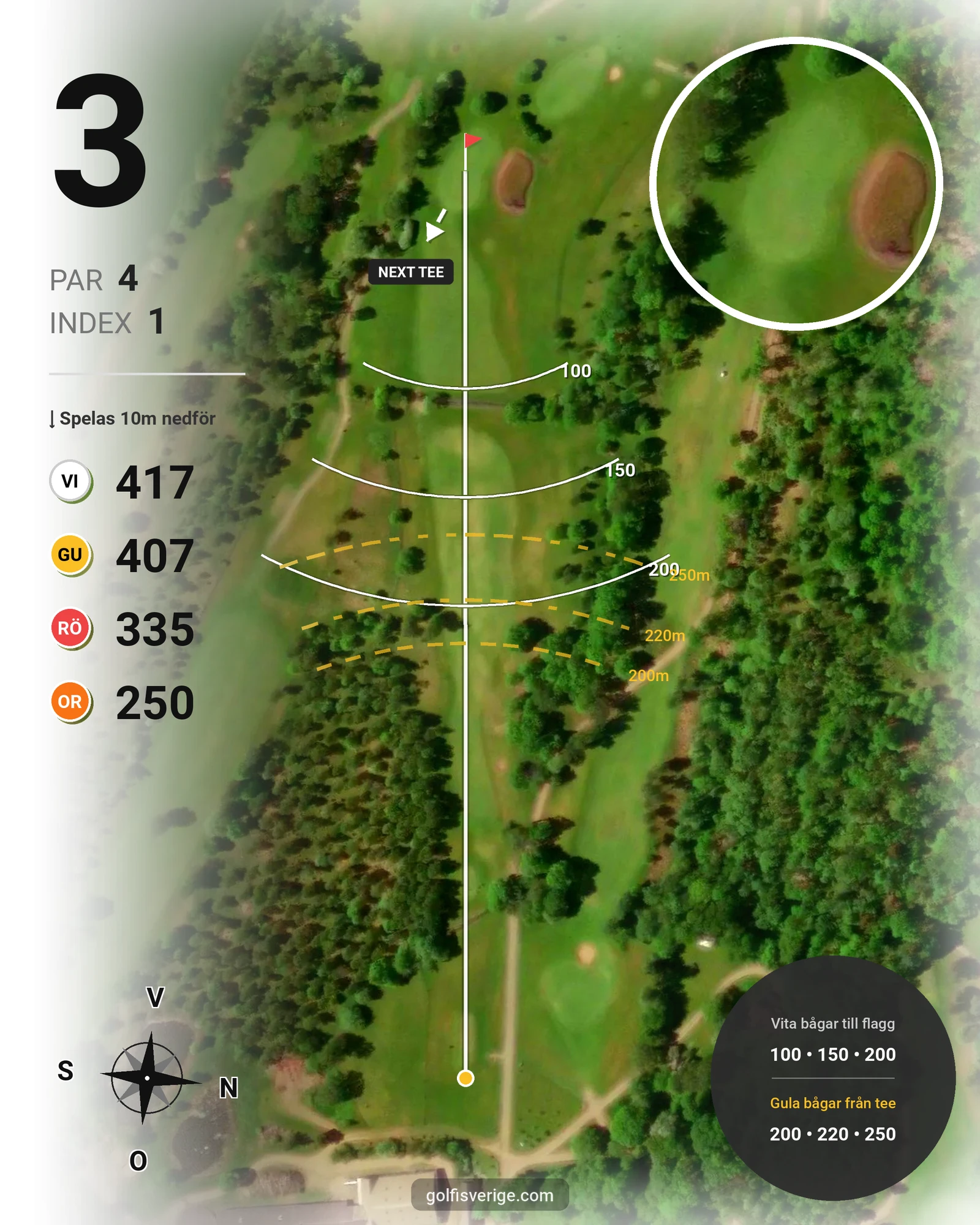 Banguide Flädje Golf hål 3 karta
