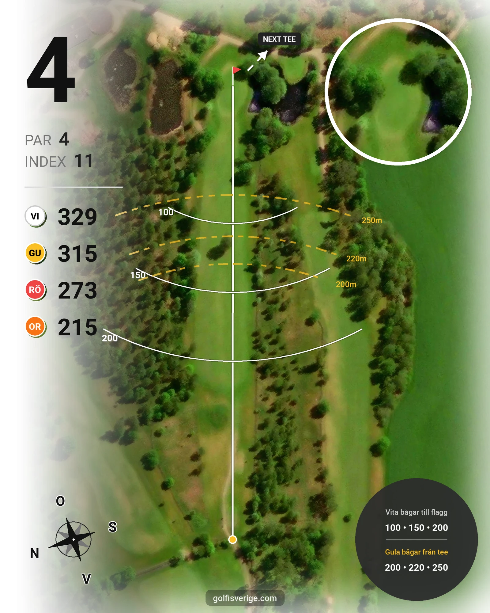 Banguide Flädje Golf hål 4 karta