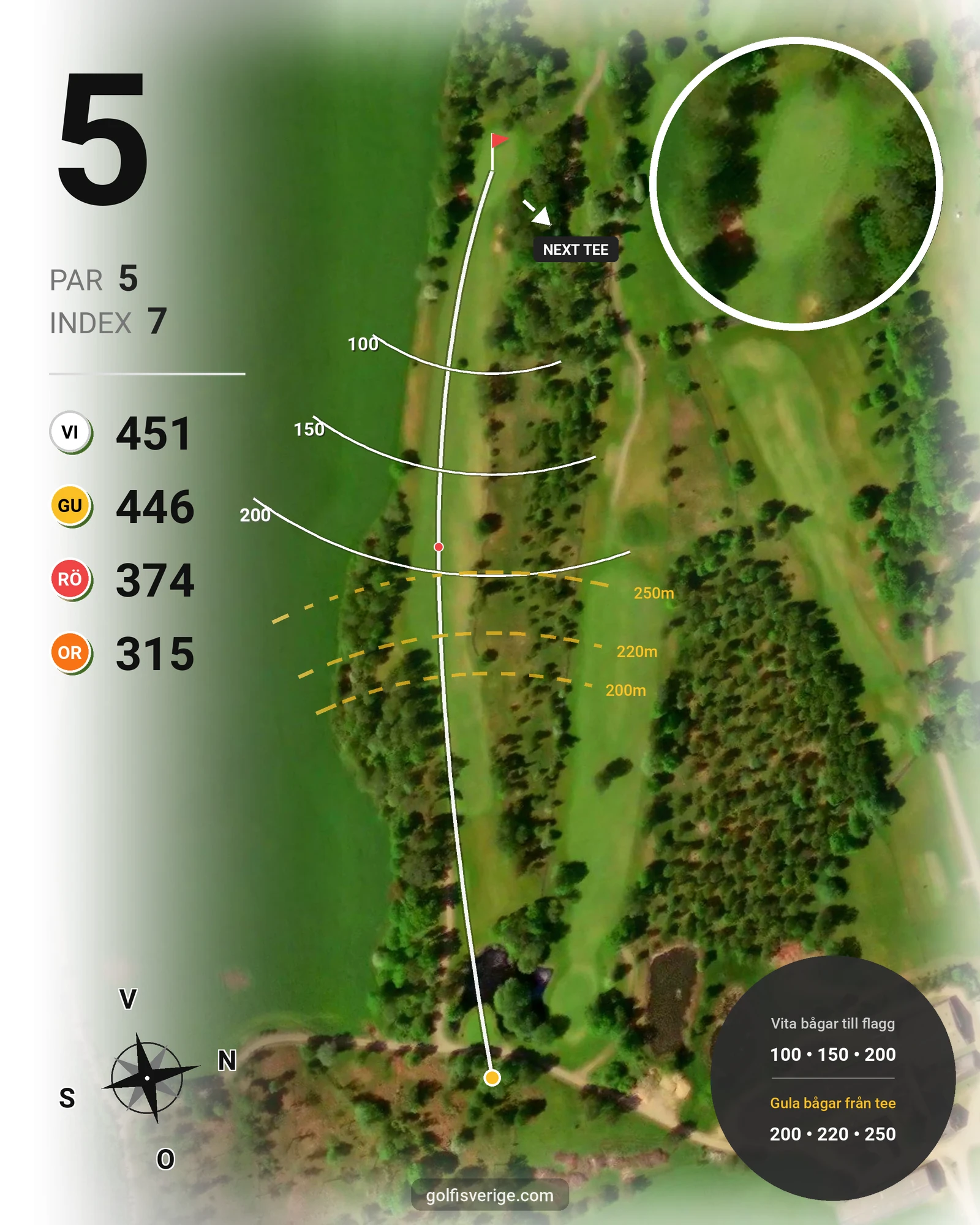 Banguide Flädje Golf hål 5 karta