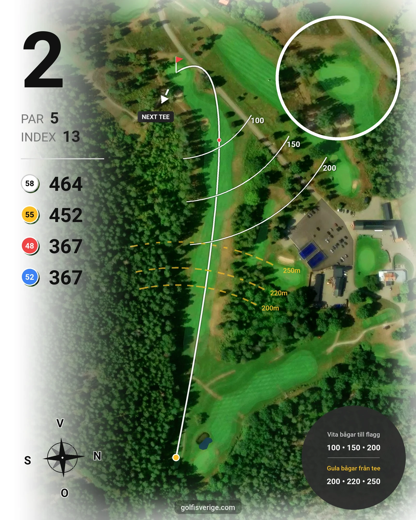 Banguide Nybro GK 18 hålsbanan hål 2 karta