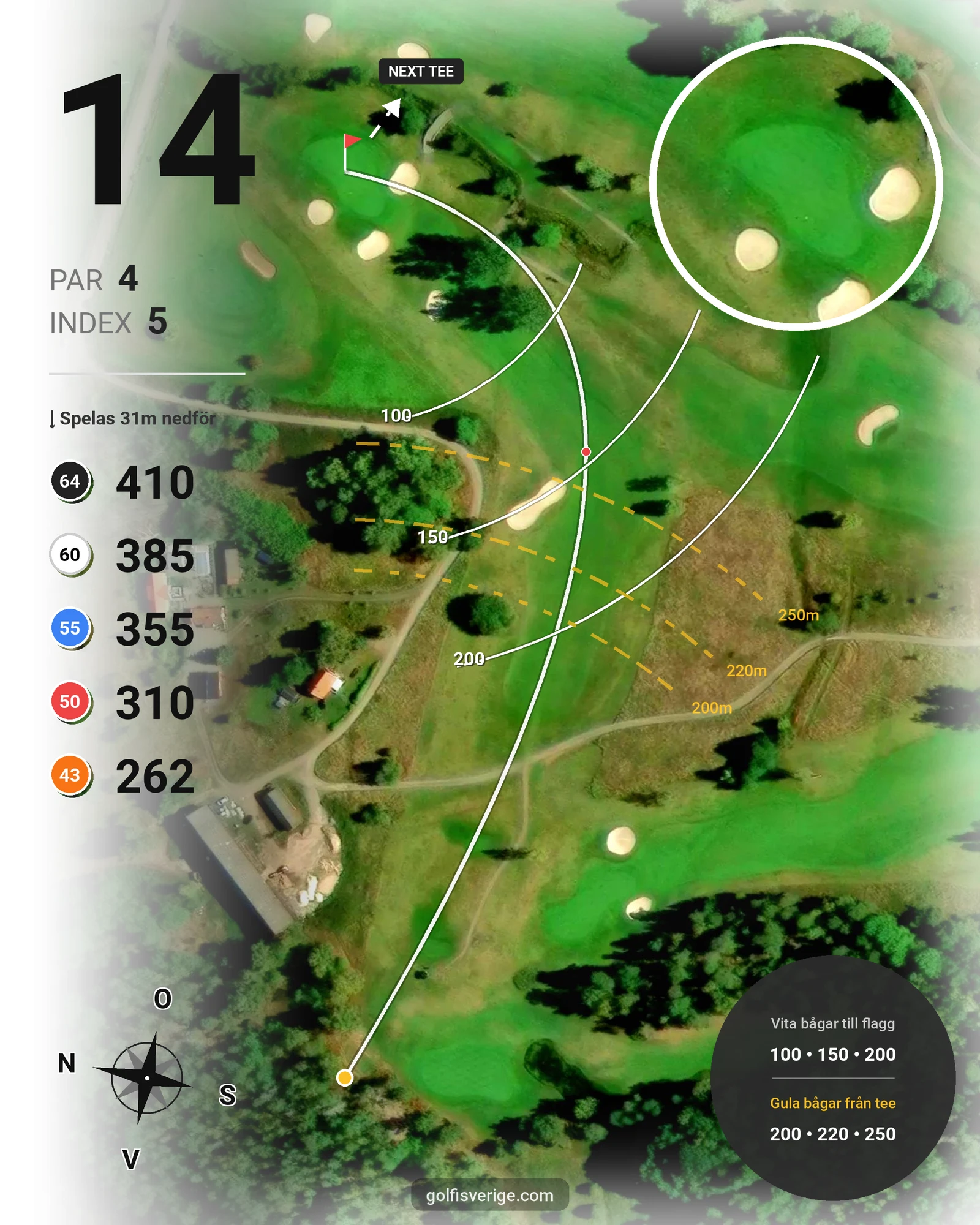 Banguide Västra banan på Nyköpings Golfklubb - Hål 14 karta