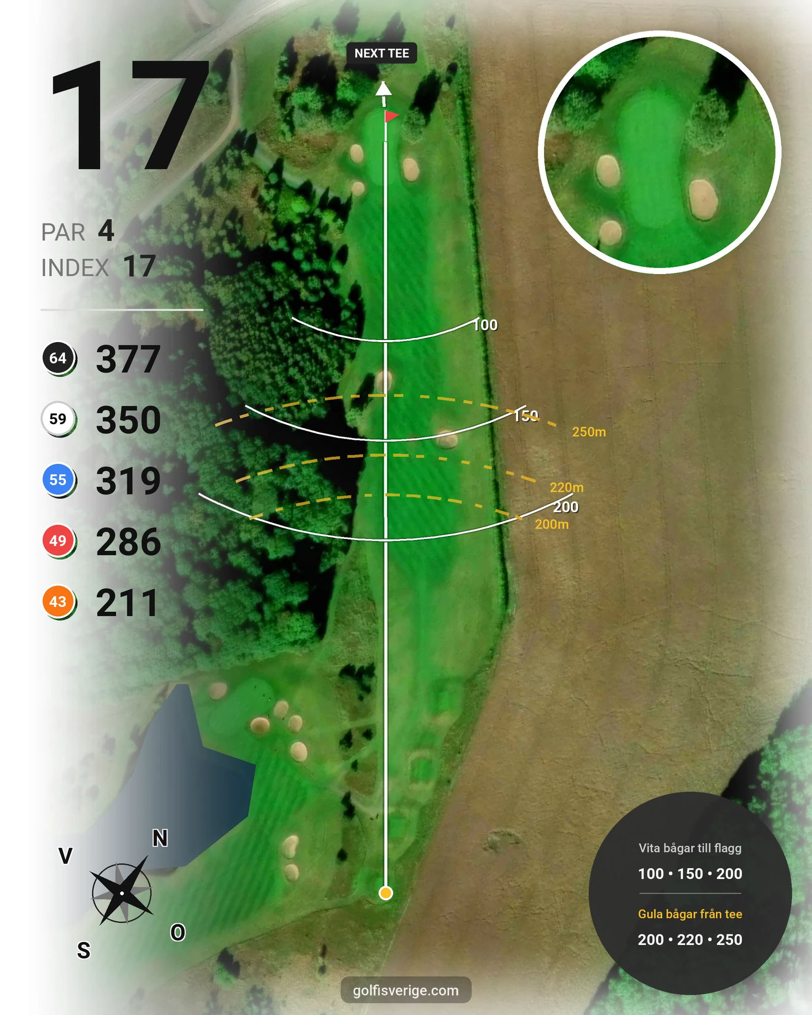 Banguide Östra banan på Nyköpings Golfklubb - Hål 17 karta