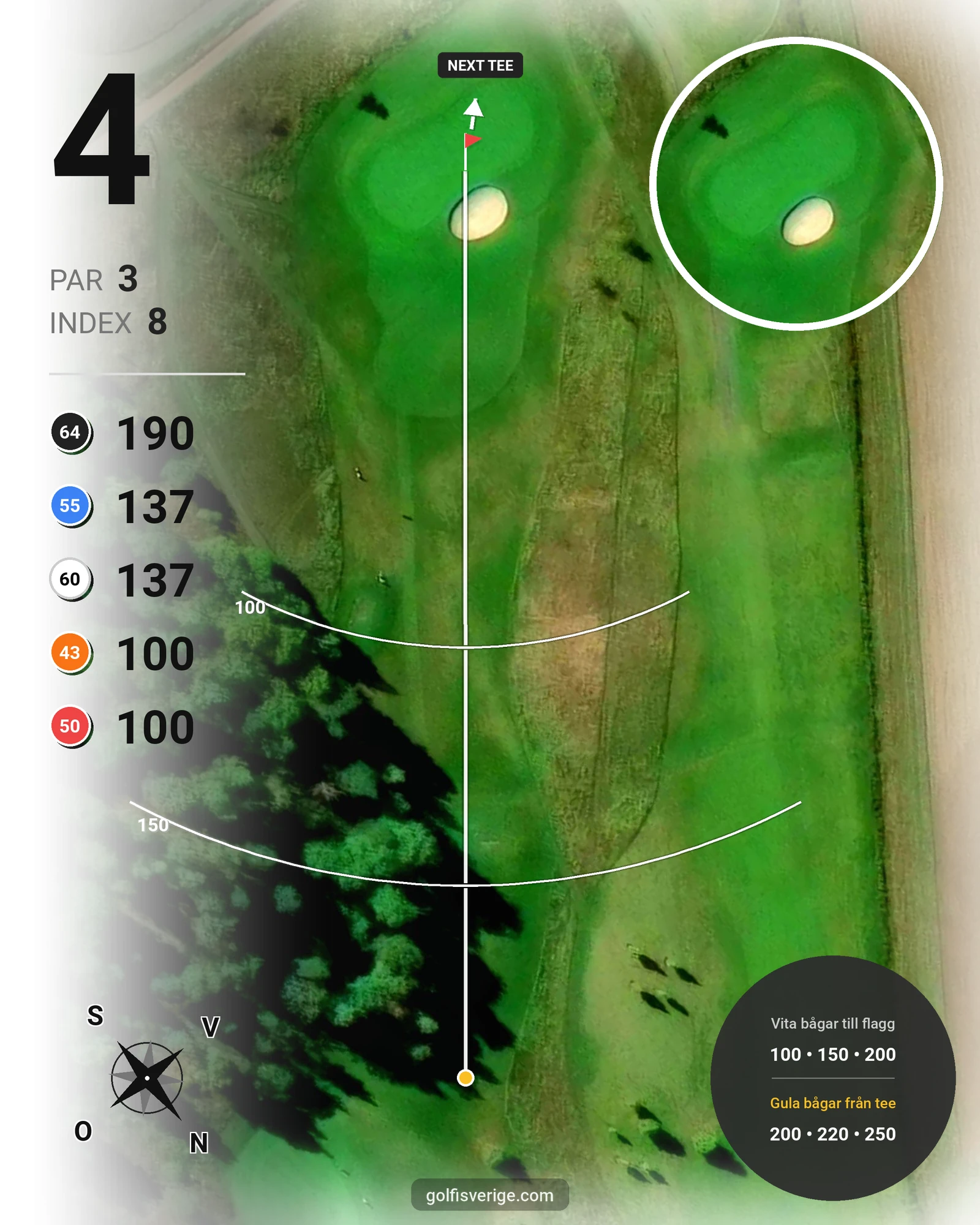 Banguide Västra banan på Nyköpings Golfklubb - Hål 4 karta