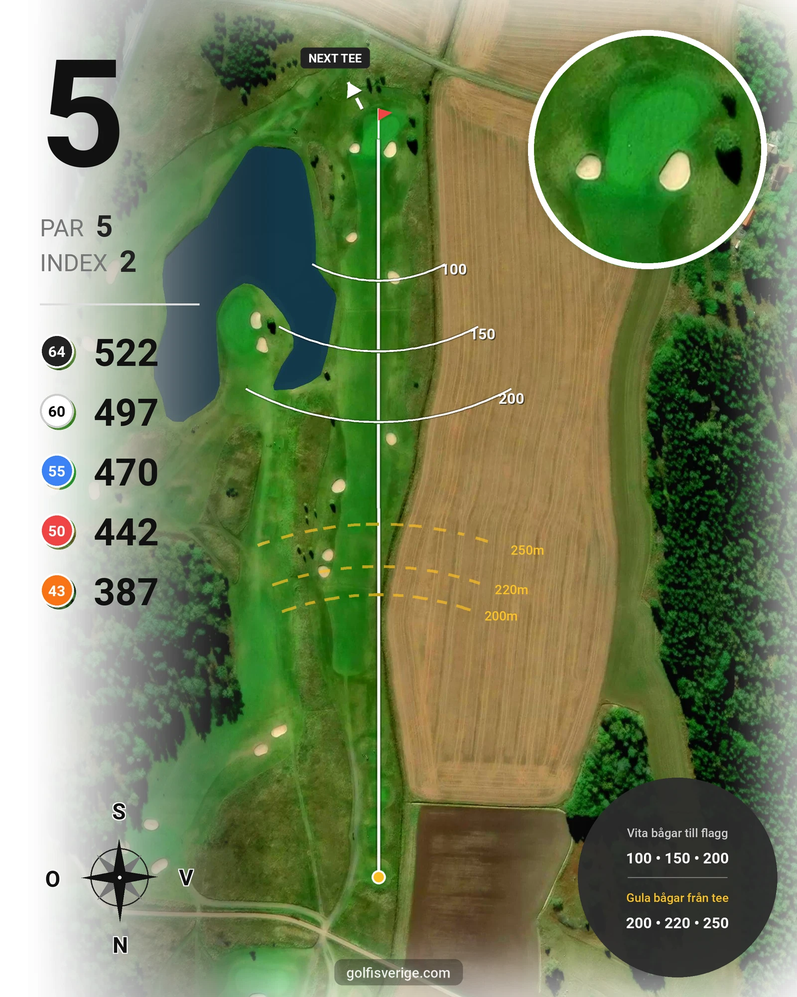 Banguide Västra banan på Nyköpings Golfklubb - Hål 5 karta