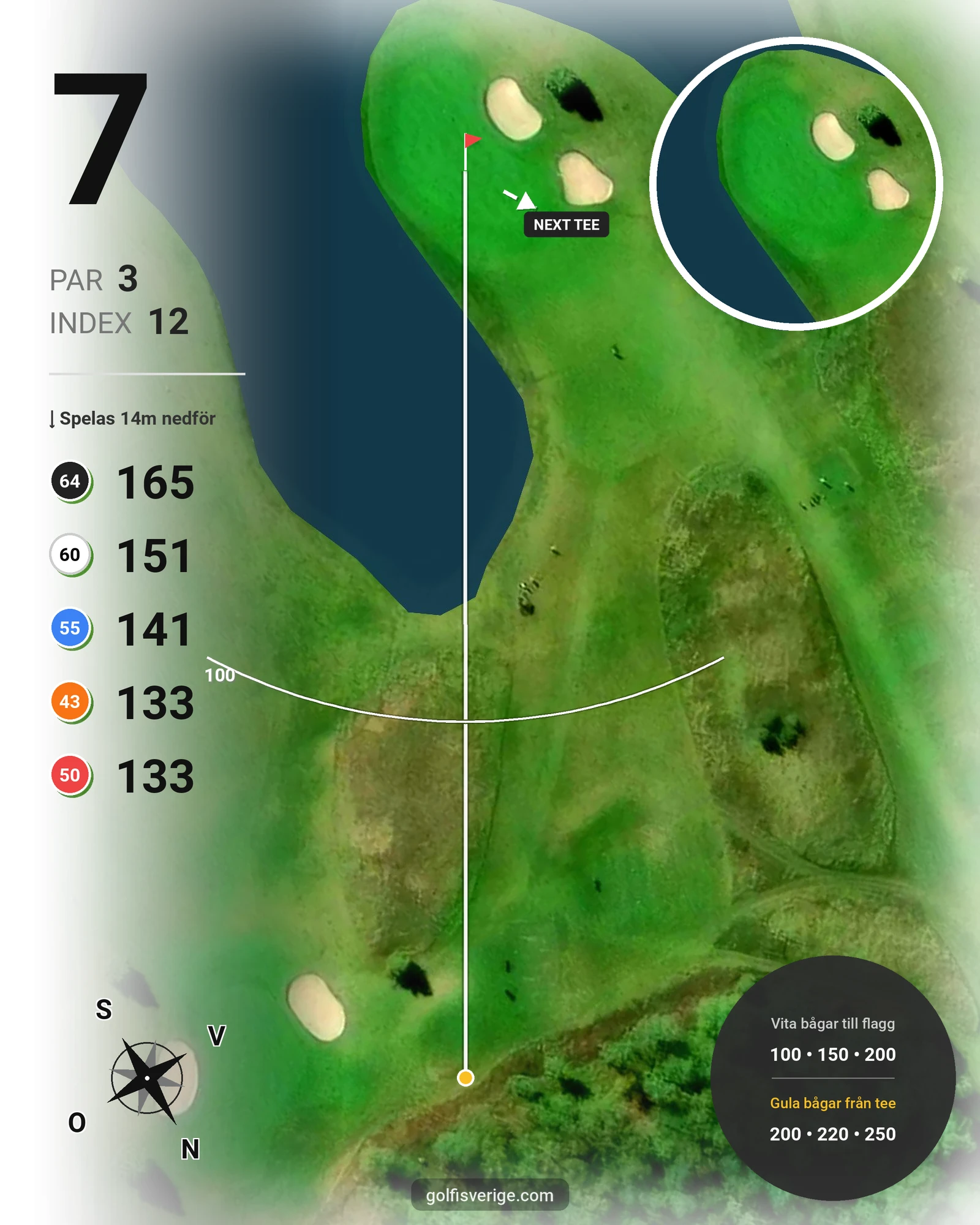 Banguide Västra banan på Nyköpings Golfklubb - Hål 7 karta