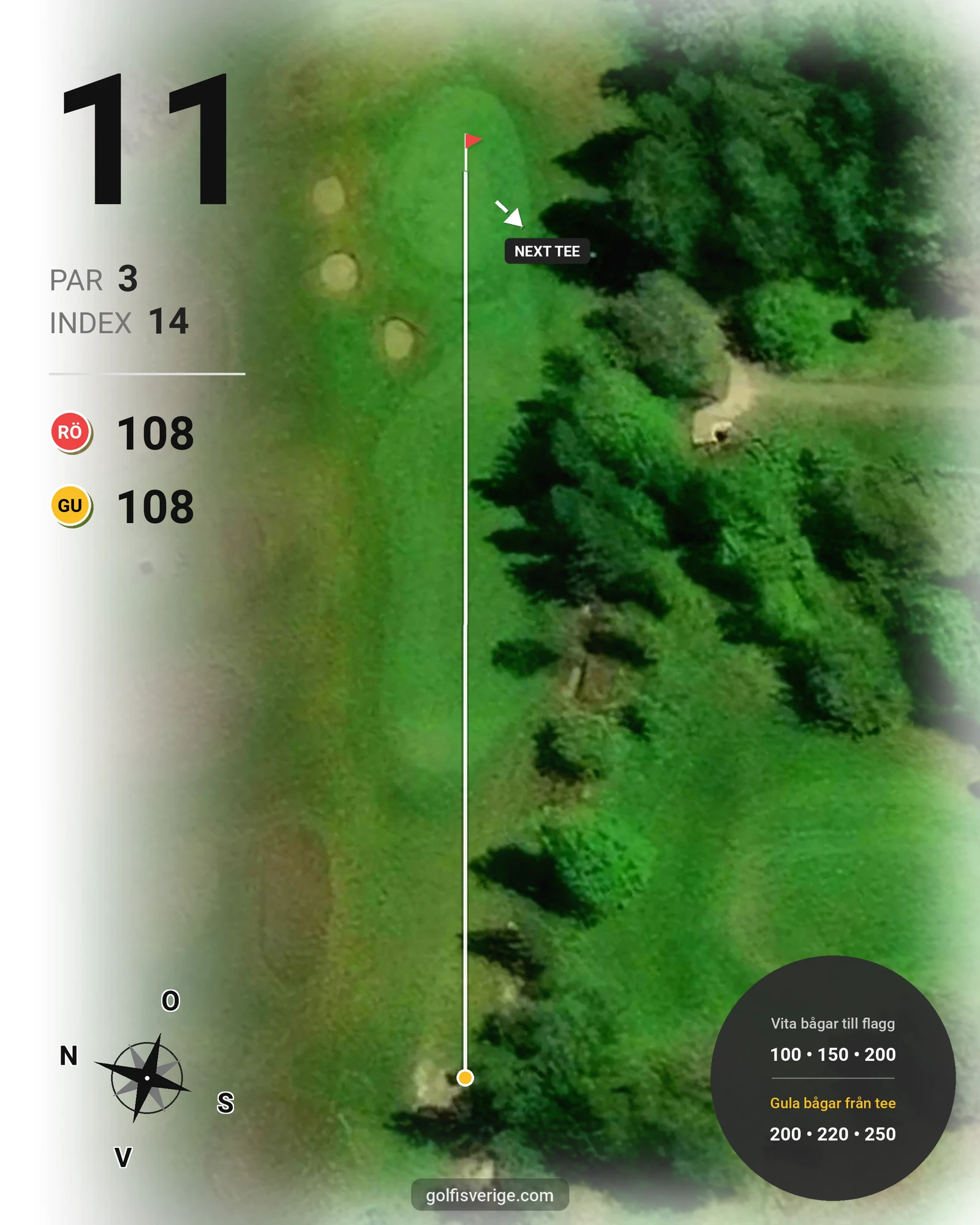 Banguide 9 hål Sjögärdet på Nynäshamns Golfklubb - Hål 11 karta