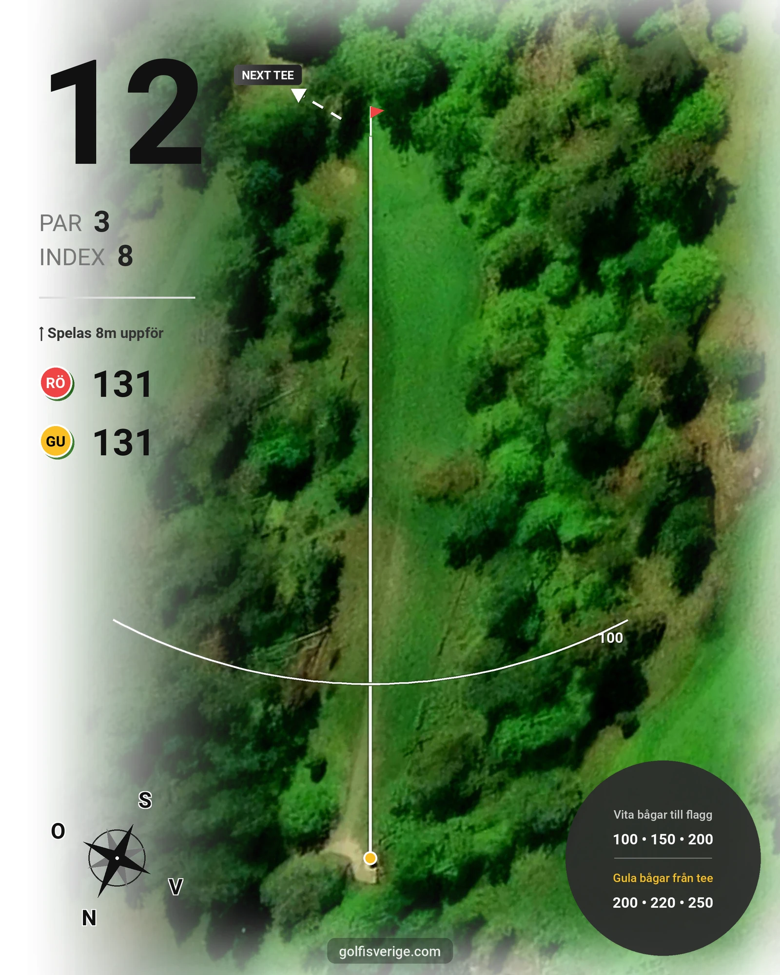 Banguide 9 hål Sjögärdet på Nynäshamns Golfklubb - Hål 12 karta