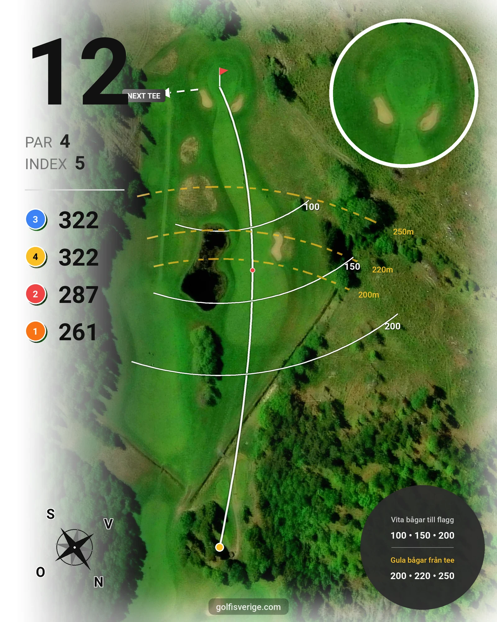 Banguide 18 hål Berg-Dal på Nynäshamns Golfklubb - Hål 12 karta