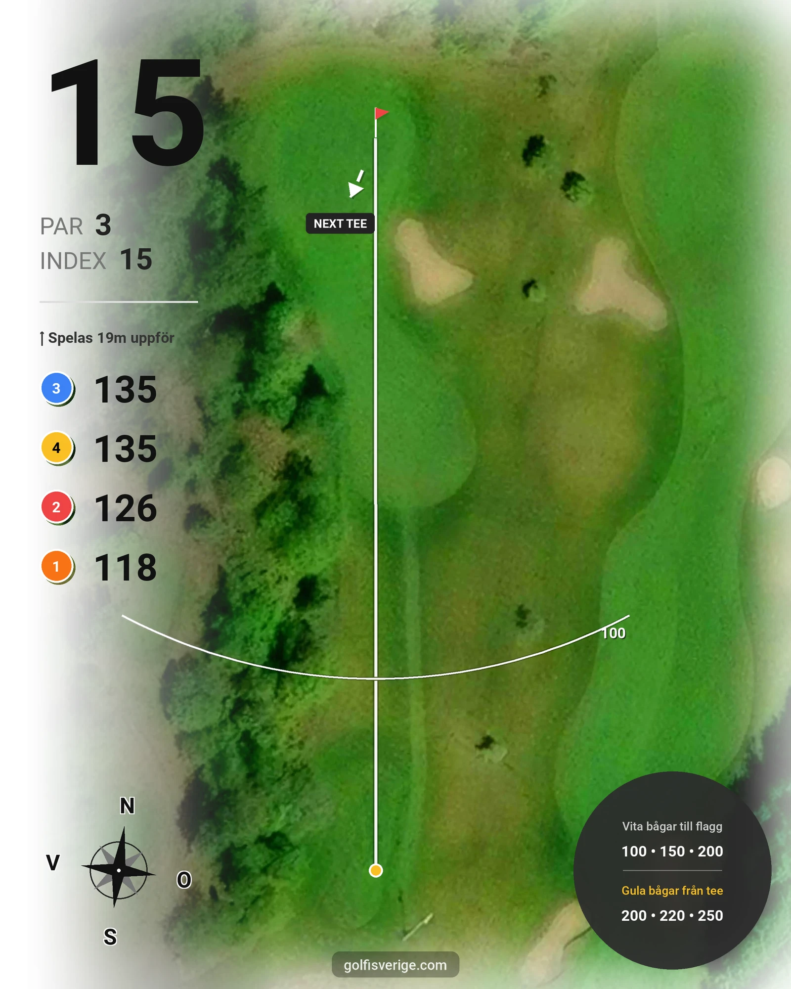 Banguide 18 hål Sjö-Berg på Nynäshamns Golfklubb - Hål 15 karta