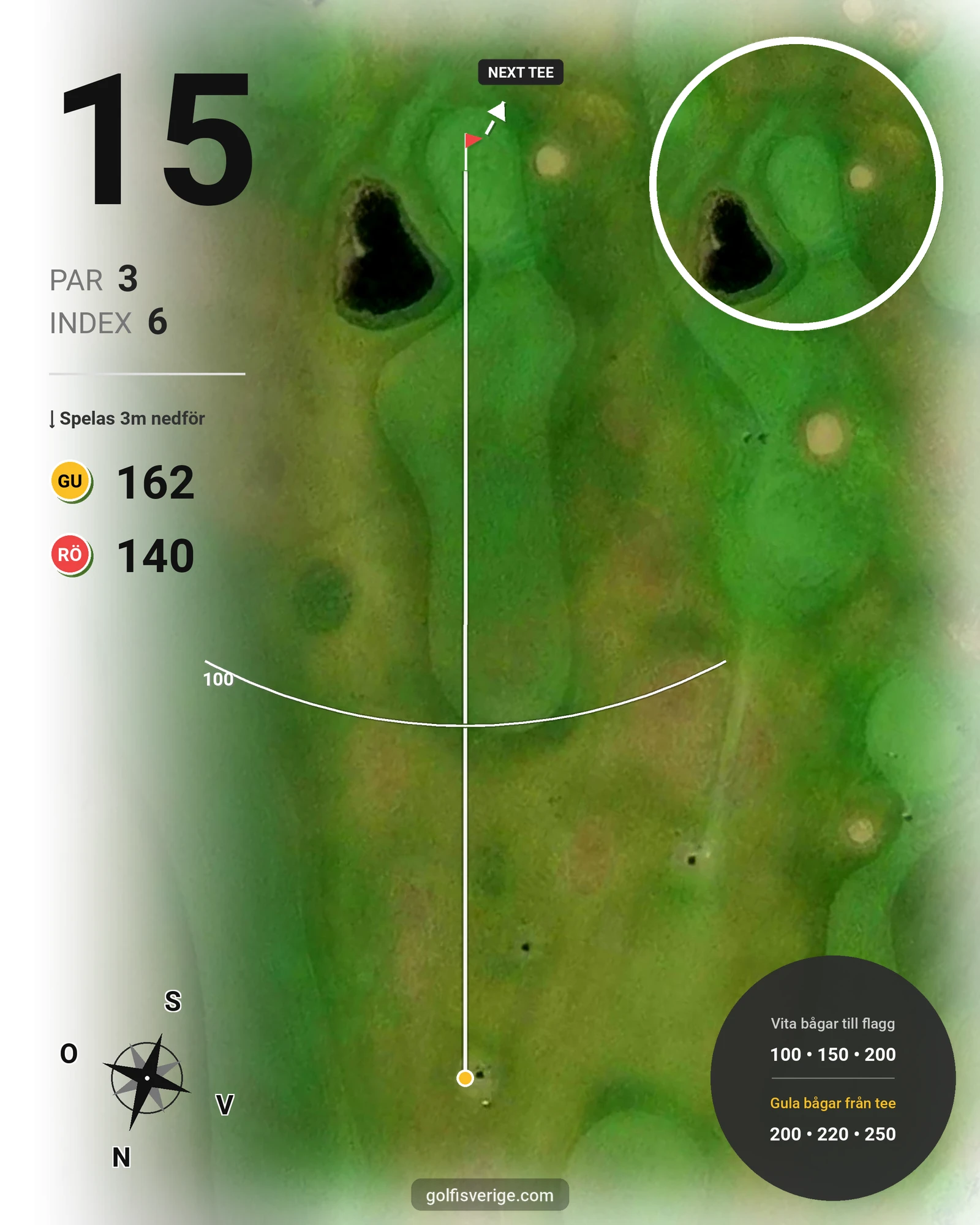 Banguide 9 hål Sjögärdet på Nynäshamns Golfklubb - Hål 15 karta