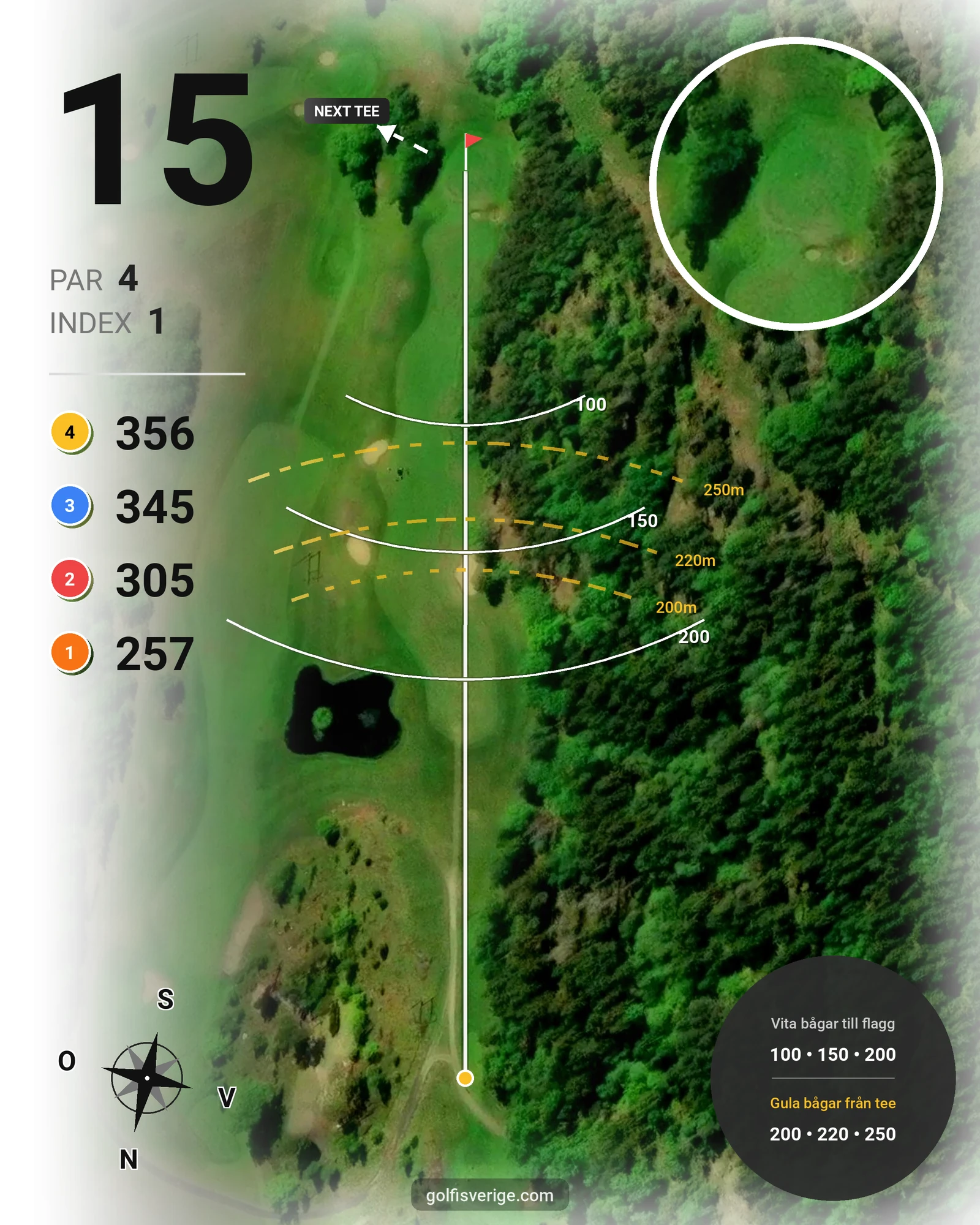 Banguide 18 hål Berg-Dal på Nynäshamns Golfklubb - Hål 15 karta