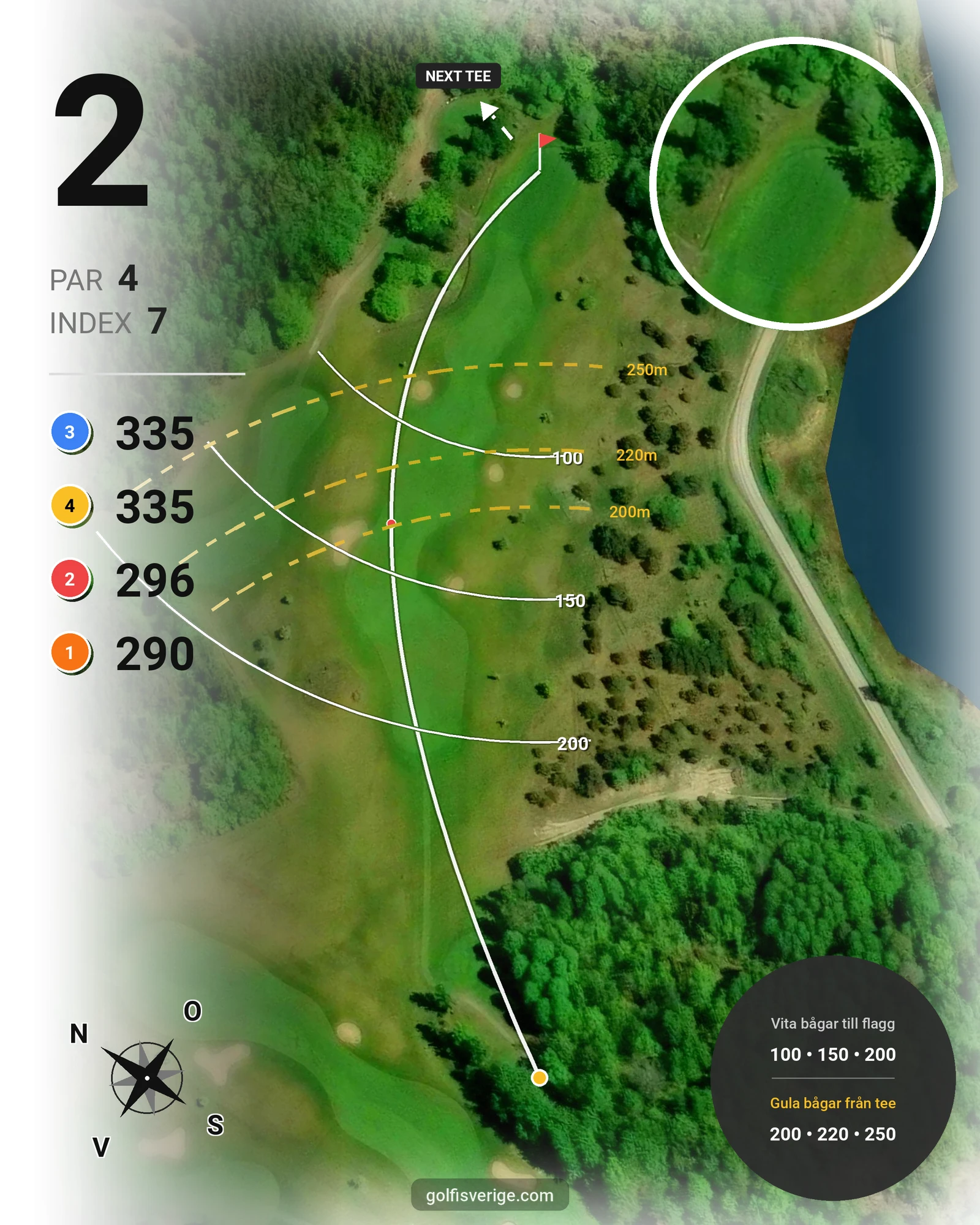 Banguide 9 hål Berg på Nynäshamns Golfklubb - Hål 2 karta