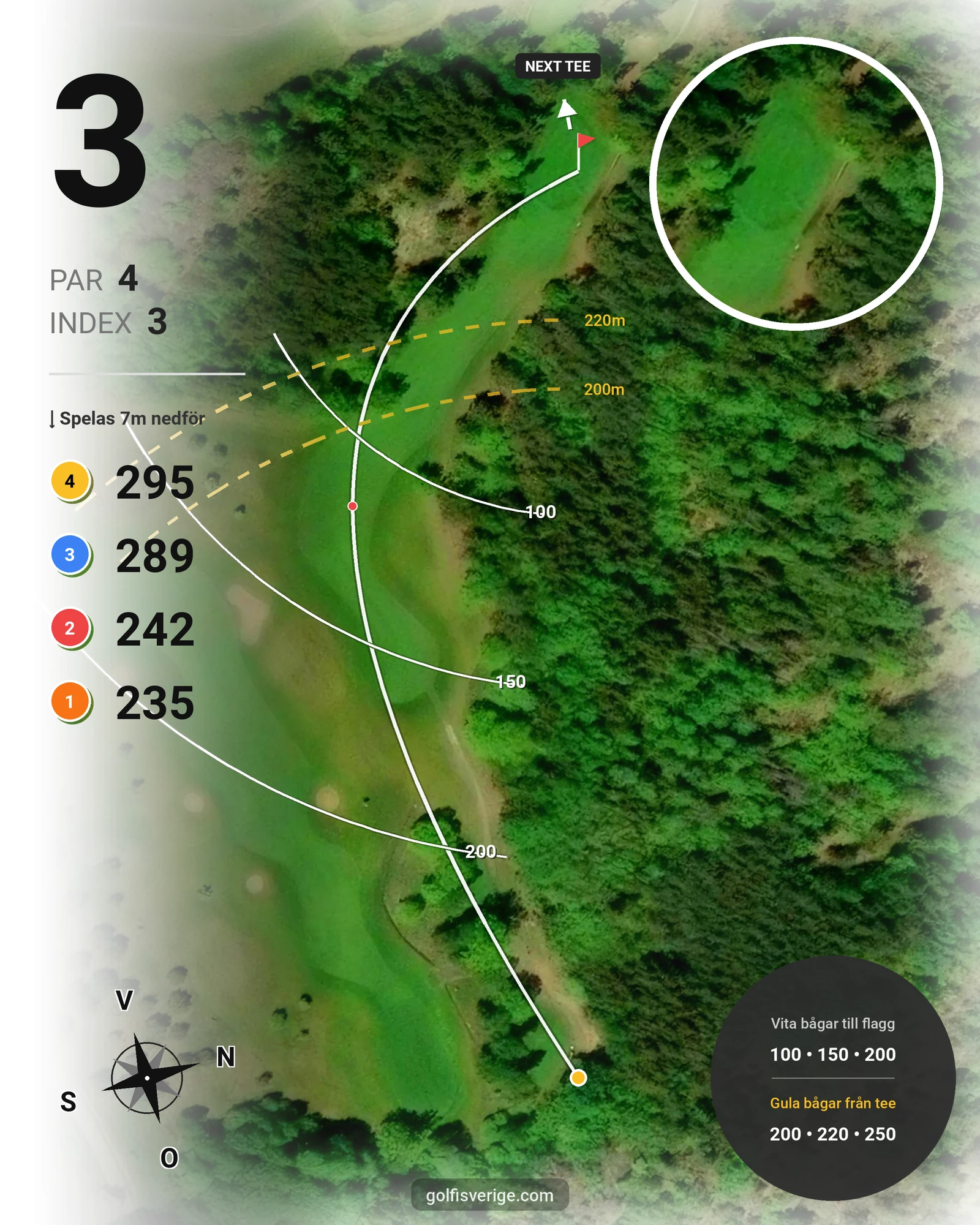 Banguide 9 hål Berg på Nynäshamns Golfklubb - Hål 3 karta