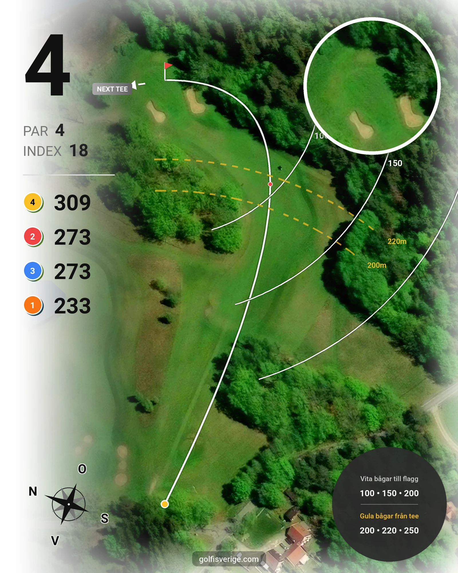 Banguide 18 hål Sjö-Berg på Nynäshamns Golfklubb - Hål 4 karta