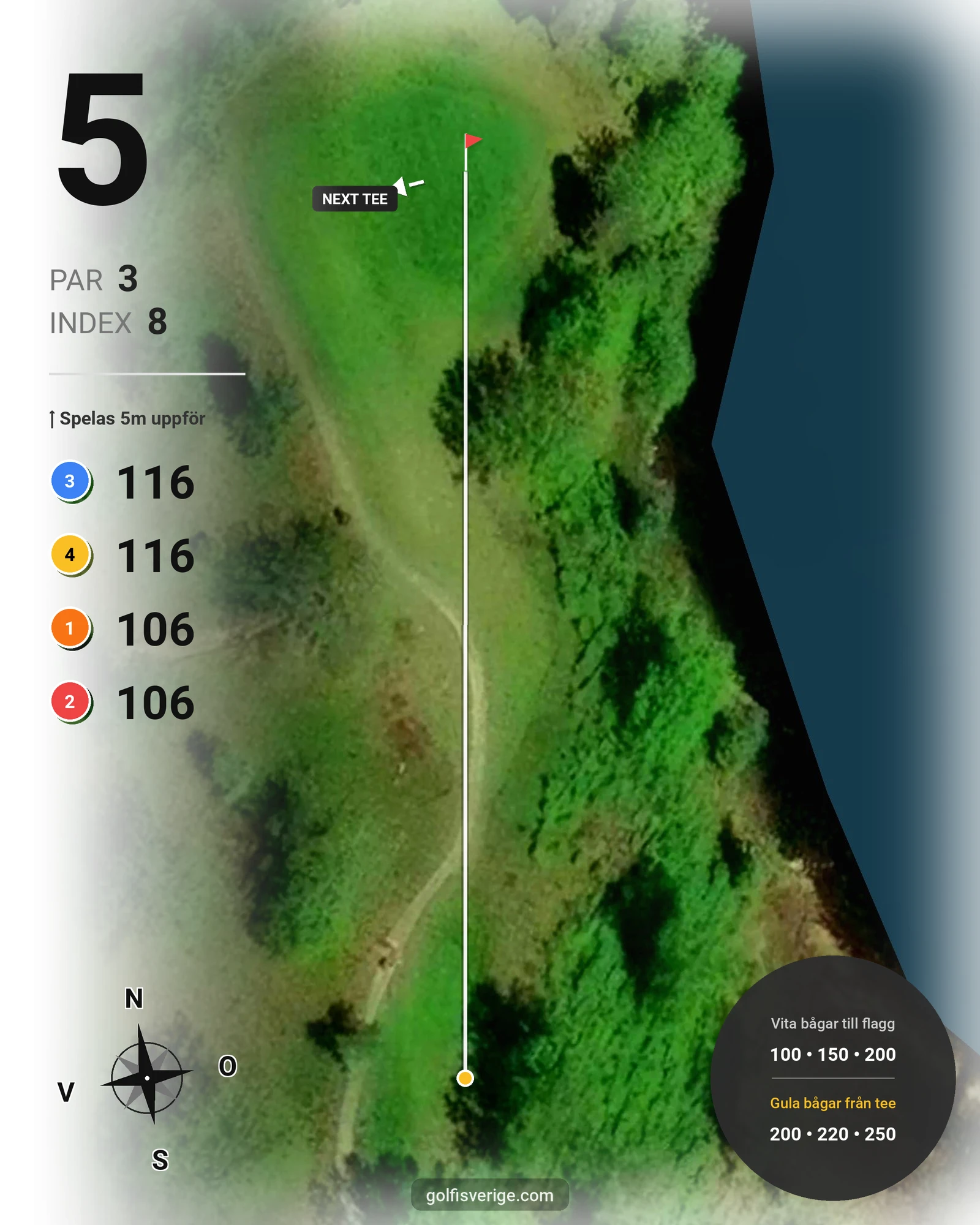 Banguide 18 hål Sjö-Berg på Nynäshamns Golfklubb - Hål 5 karta