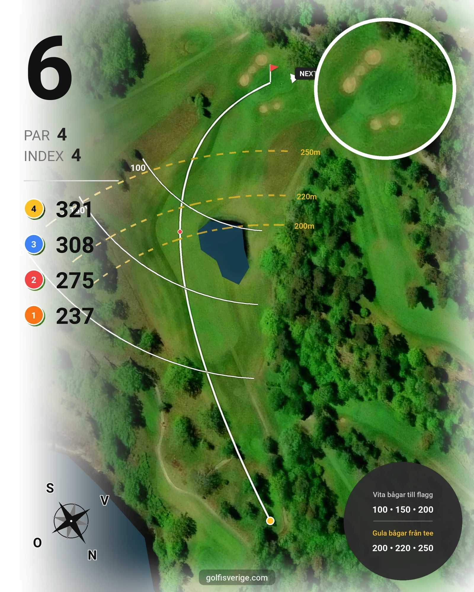 Banguide 18 hål Sjö-Berg på Nynäshamns Golfklubb - Hål 6 karta
