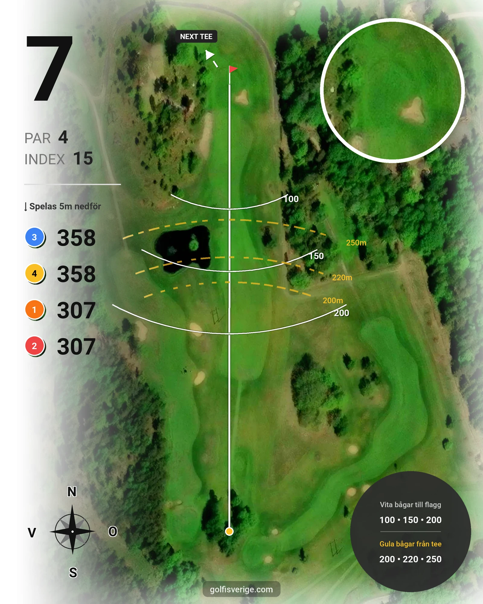 Banguide 9 hål Dal på Nynäshamns Golfklubb - Hål 7 karta