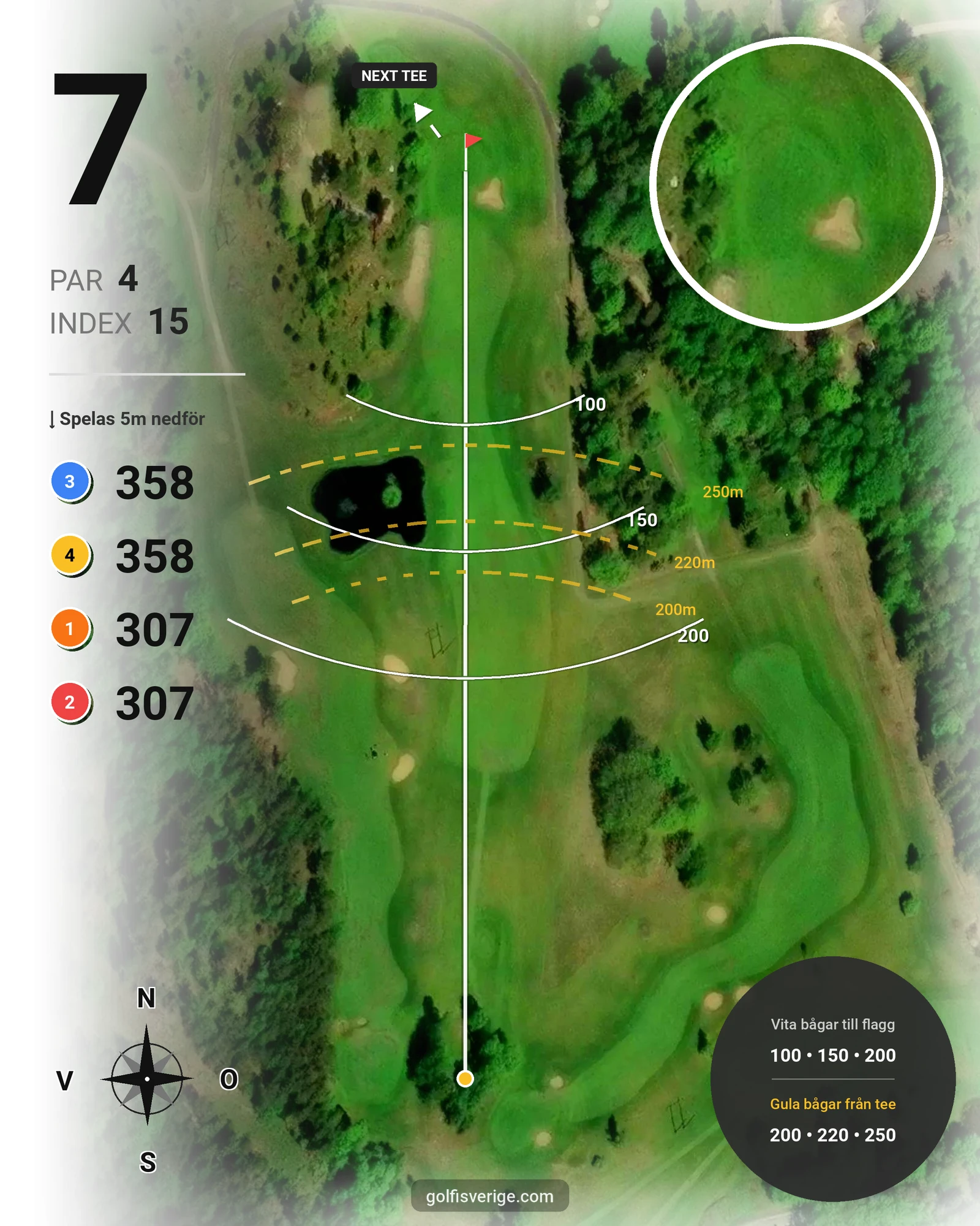 Banguide 18 hål Dal-Sjö på Nynäshamns Golfklubb - Hål 7 karta