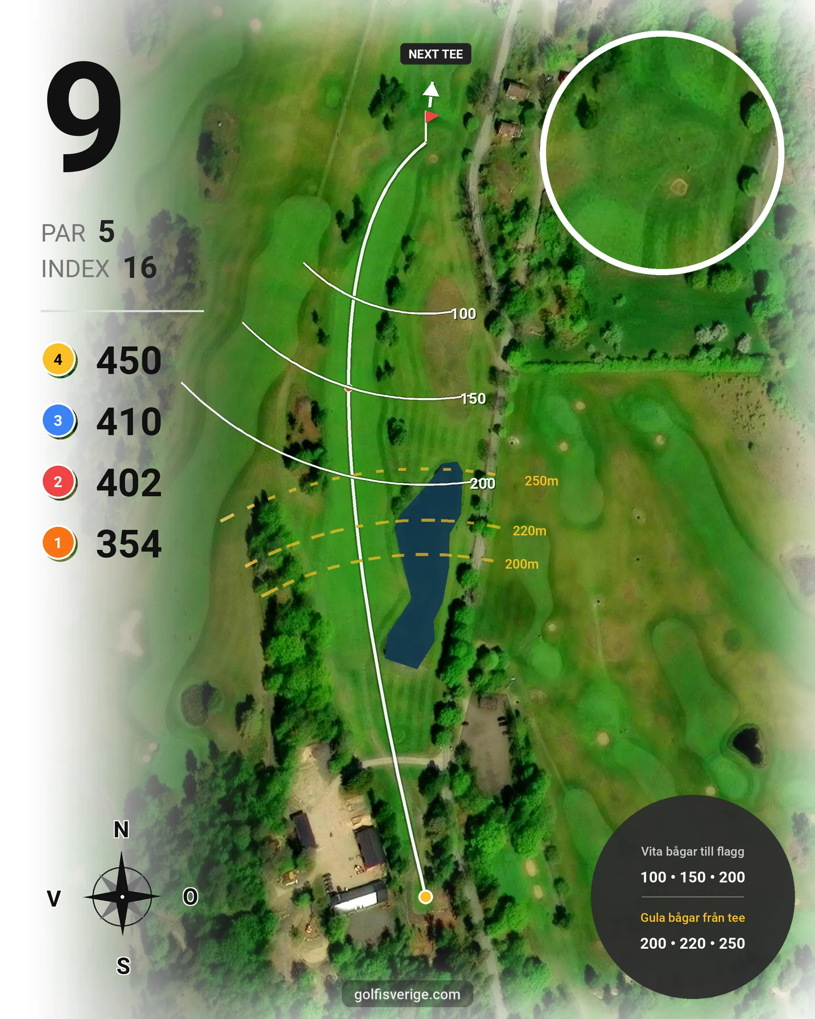 Banguide 18 hål Sjö-Berg på Nynäshamns Golfklubb - Hål 9 karta