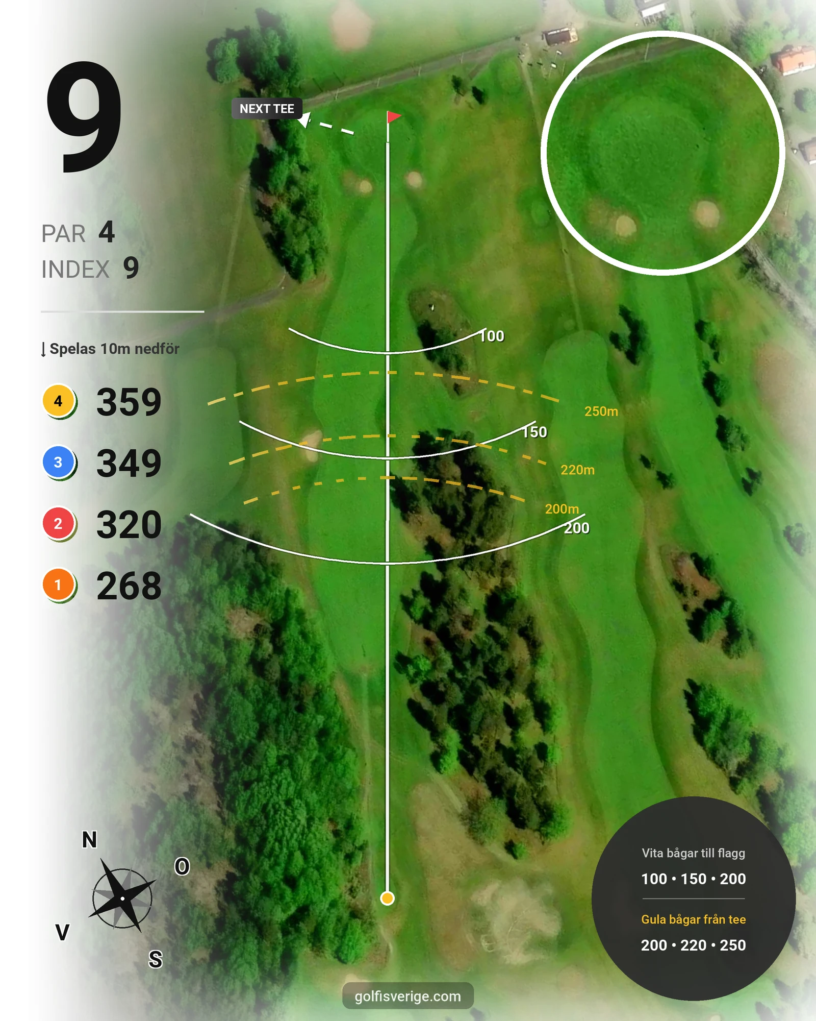 Banguide 9 hål Dal på Nynäshamns Golfklubb - Hål 9 karta