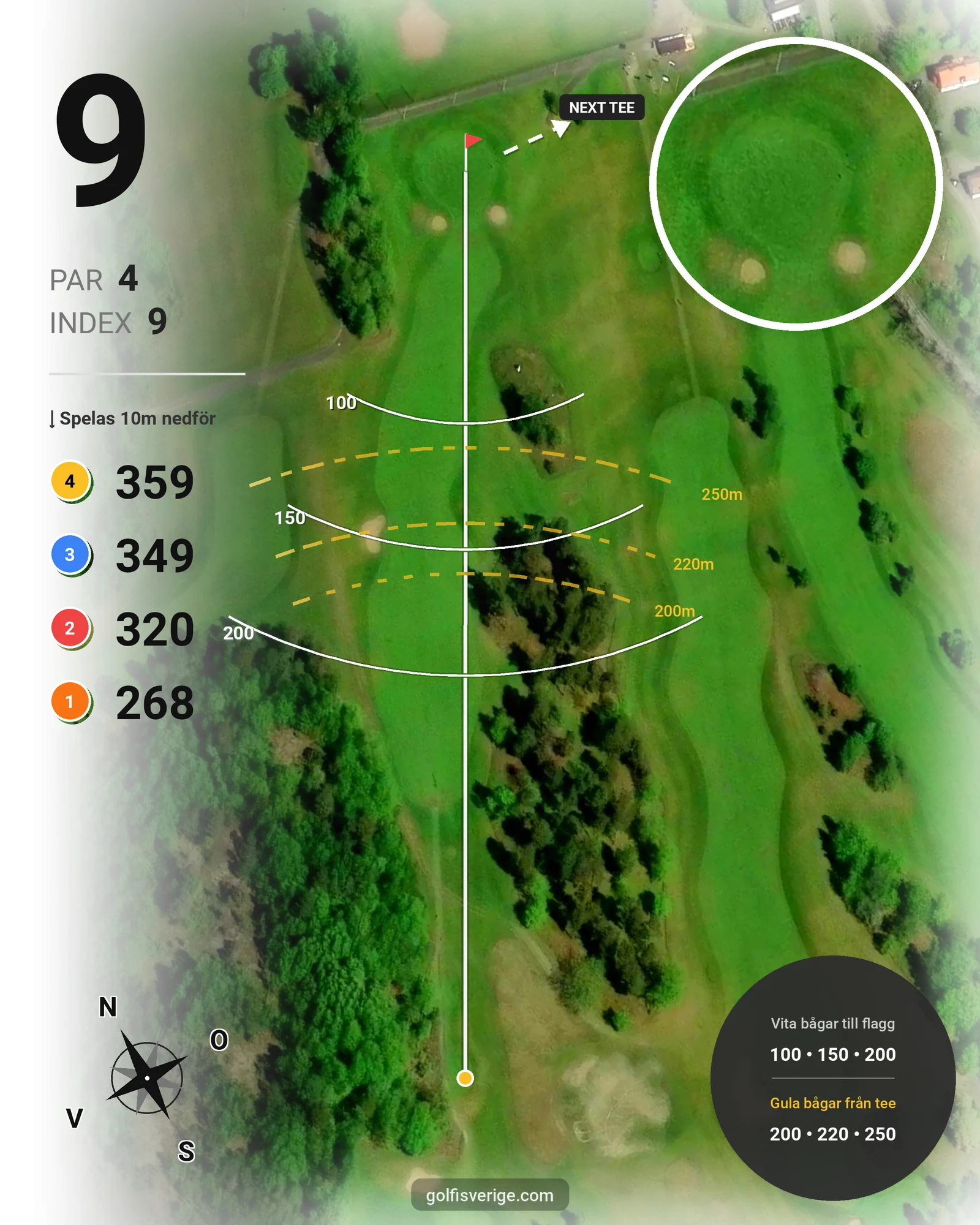 Banguide 18 hål Dal-Sjö på Nynäshamns Golfklubb - Hål 9 karta