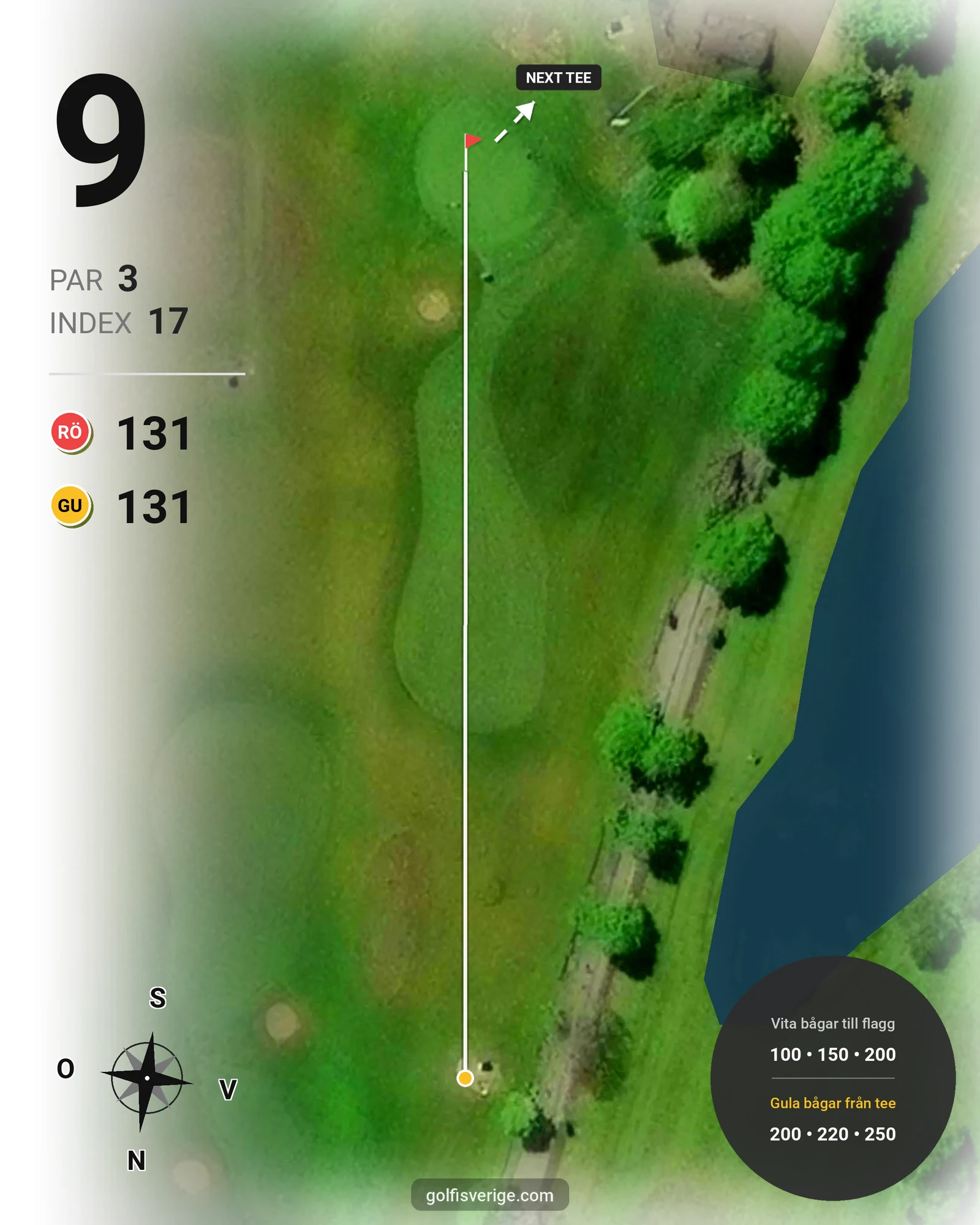 Banguide 9 hål Sjögärdet på Nynäshamns Golfklubb - Hål 9 karta