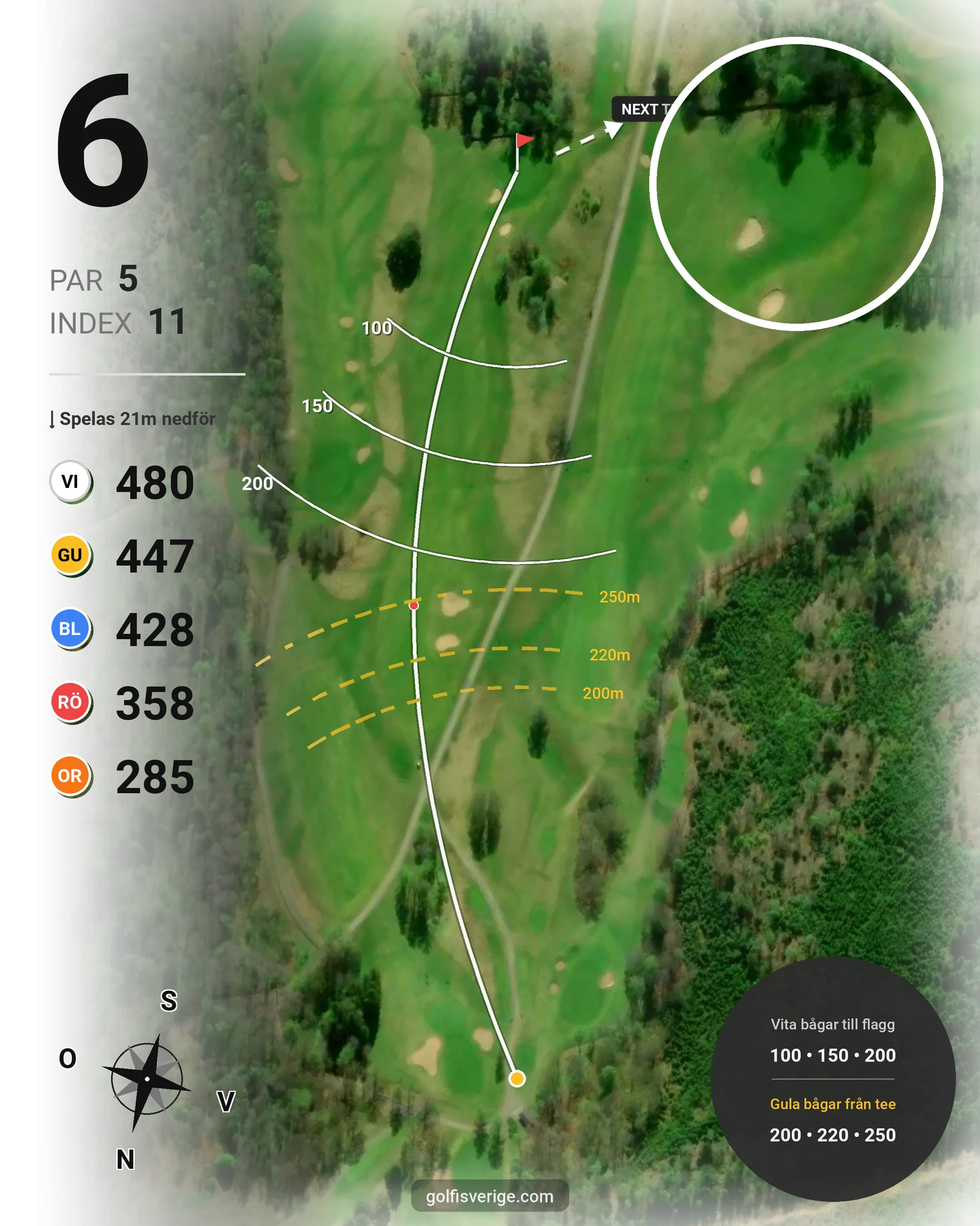 Banguide Nya banan på Öijared Golfklubb - Hål 6 karta