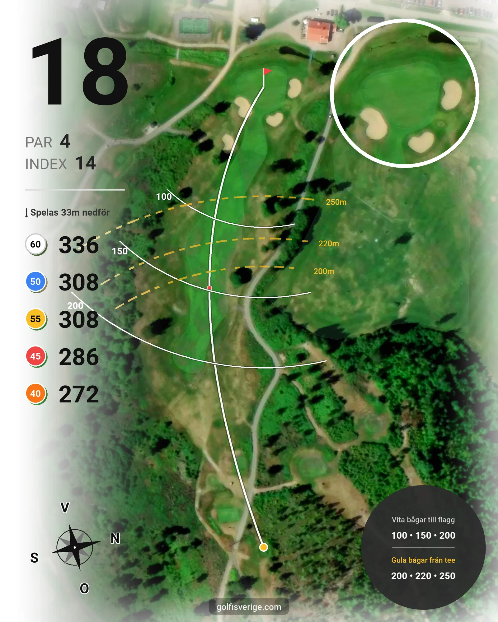 Banguide Öjestrand Golf Club hål 18 karta