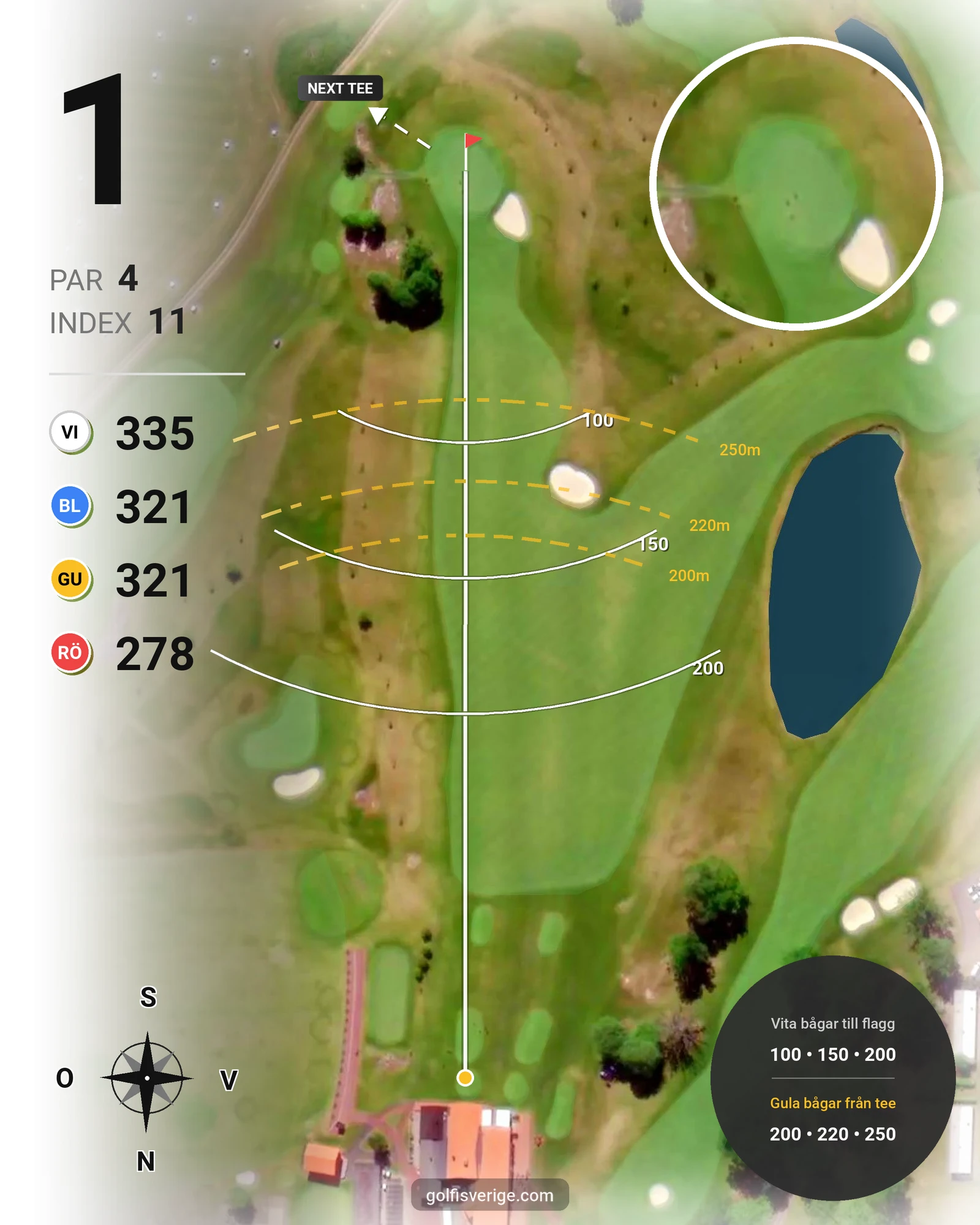 Banguide Ombergs Banan på Ombergs Golf Resort - Hål 1 karta