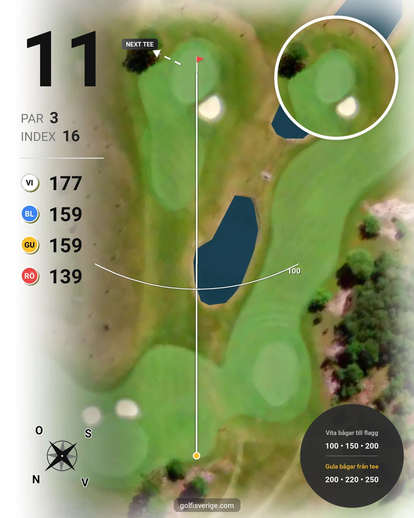 Banguide Ombergs Banan på Ombergs Golf Resort - Hål 11 karta