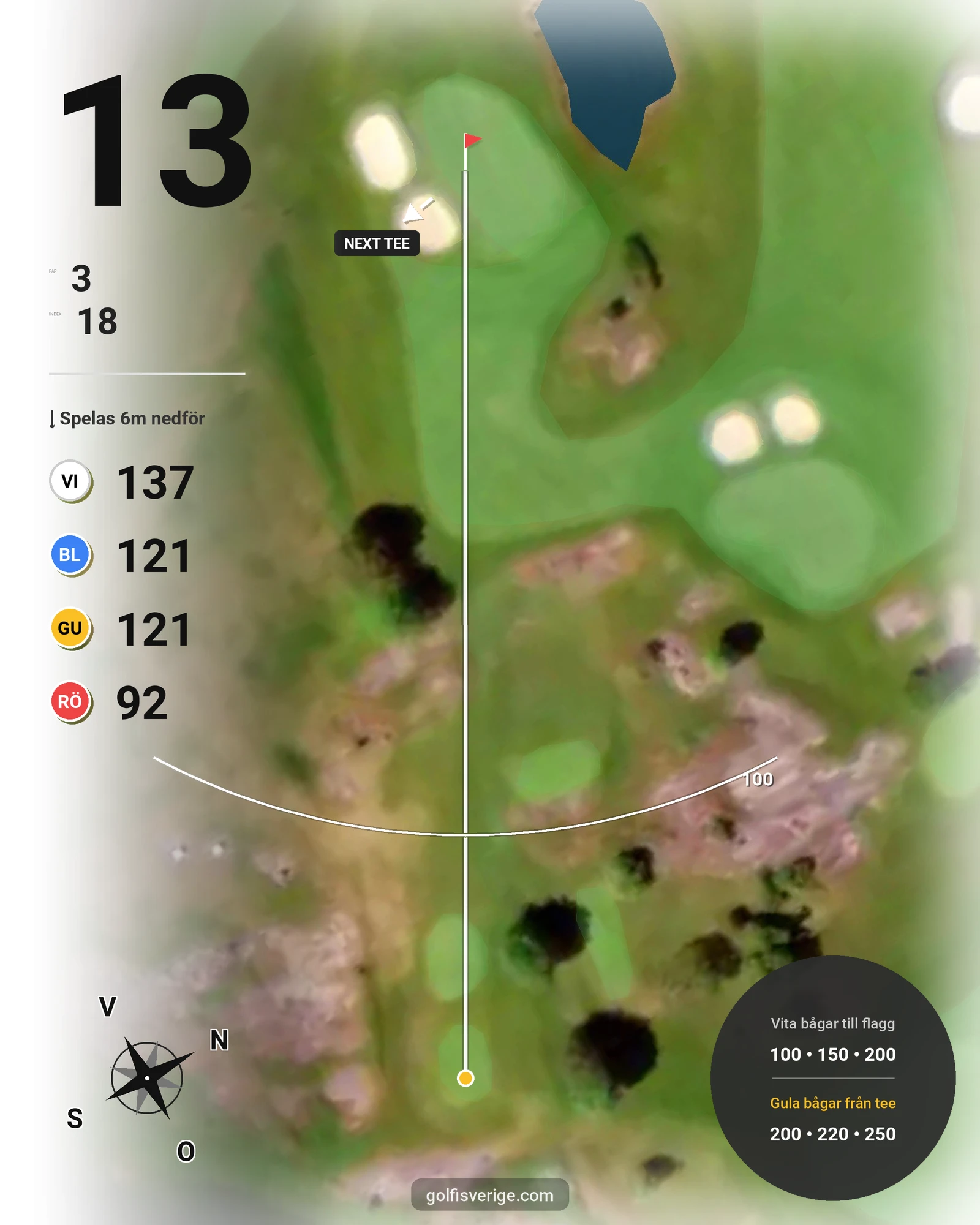 Banguide Ombergs Banan på Ombergs Golf Resort - Hål 13 karta