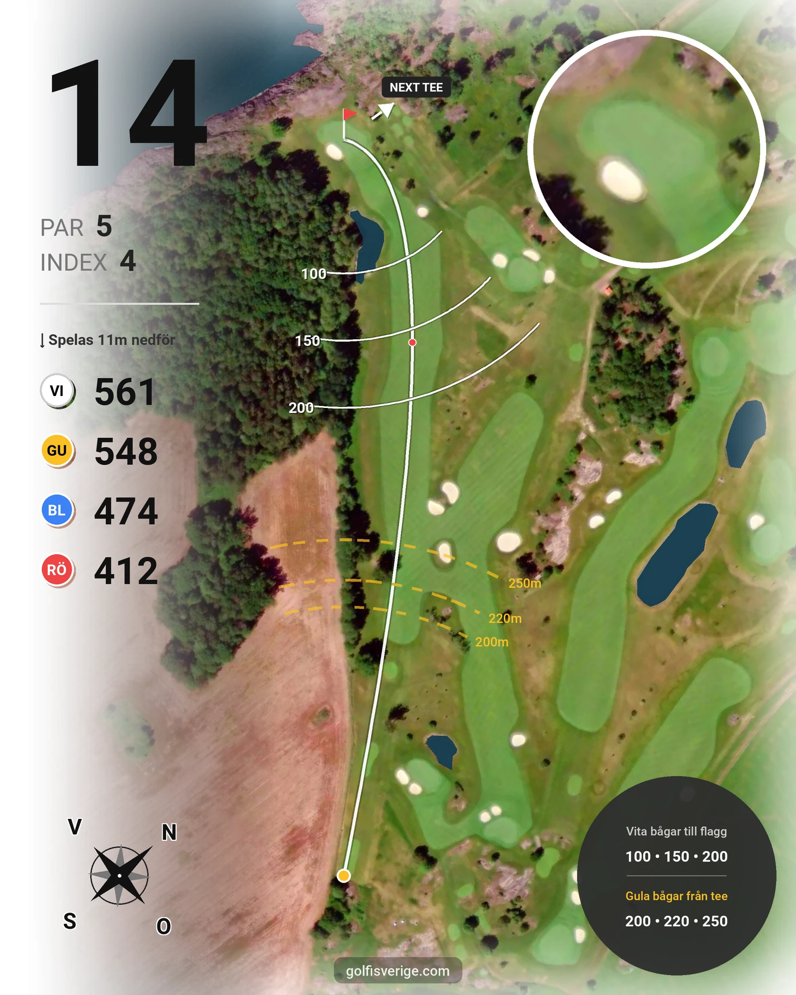 Banguide Ombergs Banan på Ombergs Golf Resort - Hål 14 karta