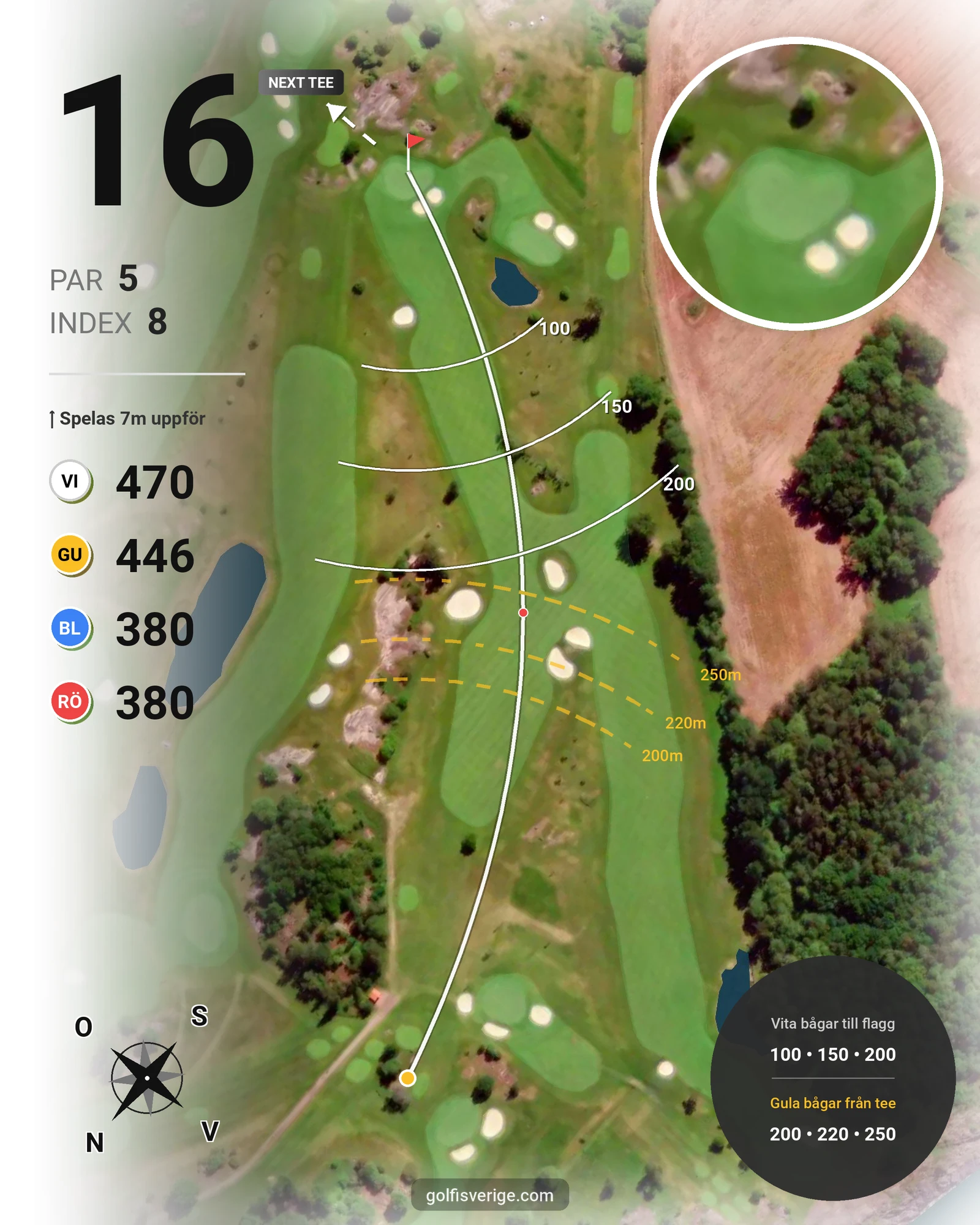 Banguide Ombergs Banan på Ombergs Golf Resort - Hål 16 karta