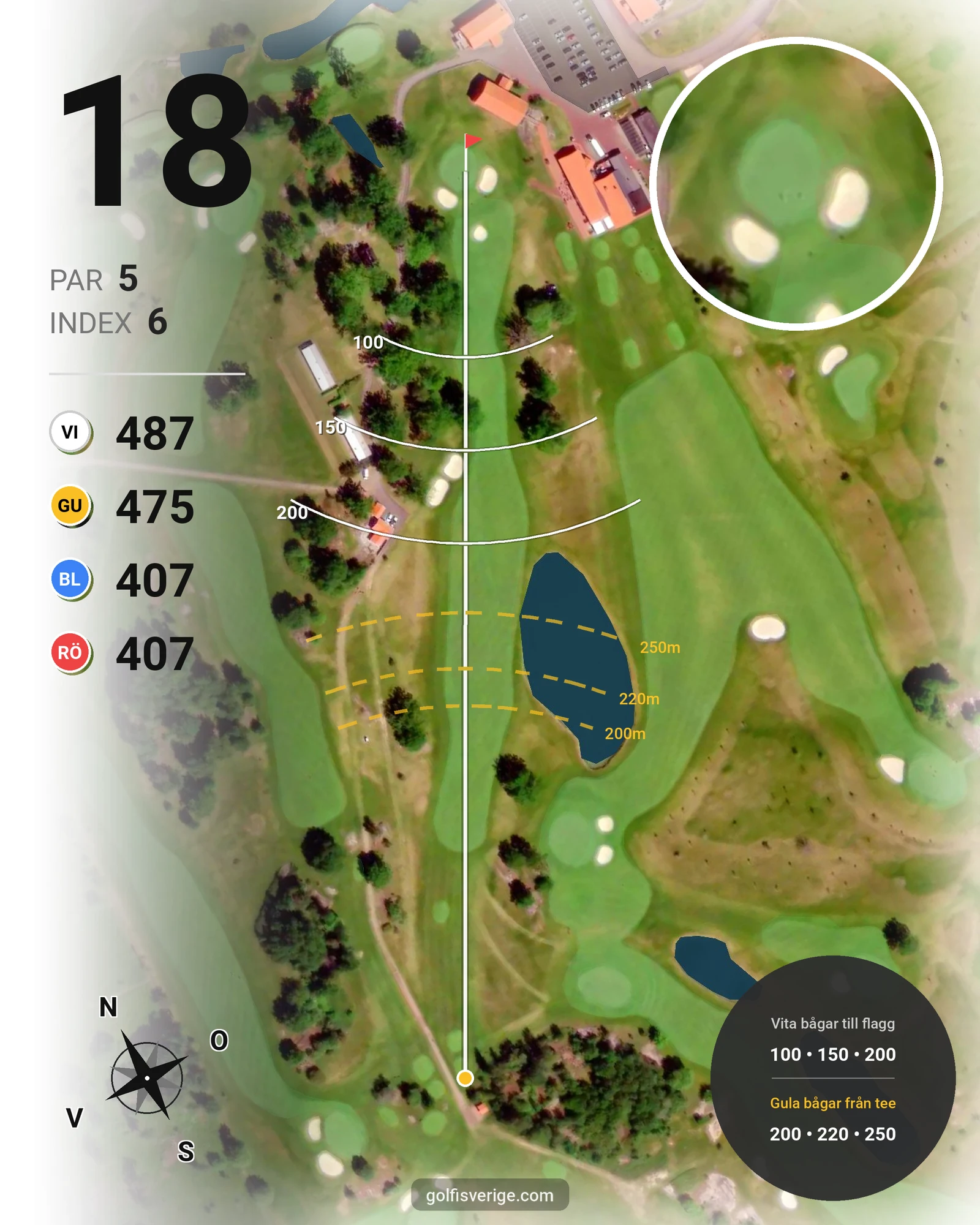 Banguide Ombergs Banan på Ombergs Golf Resort - Hål 18 karta