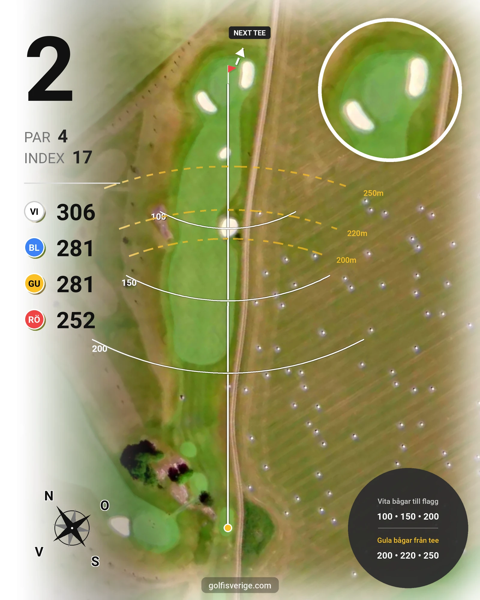 Banguide Ombergs Banan på Ombergs Golf Resort - Hål 2 karta