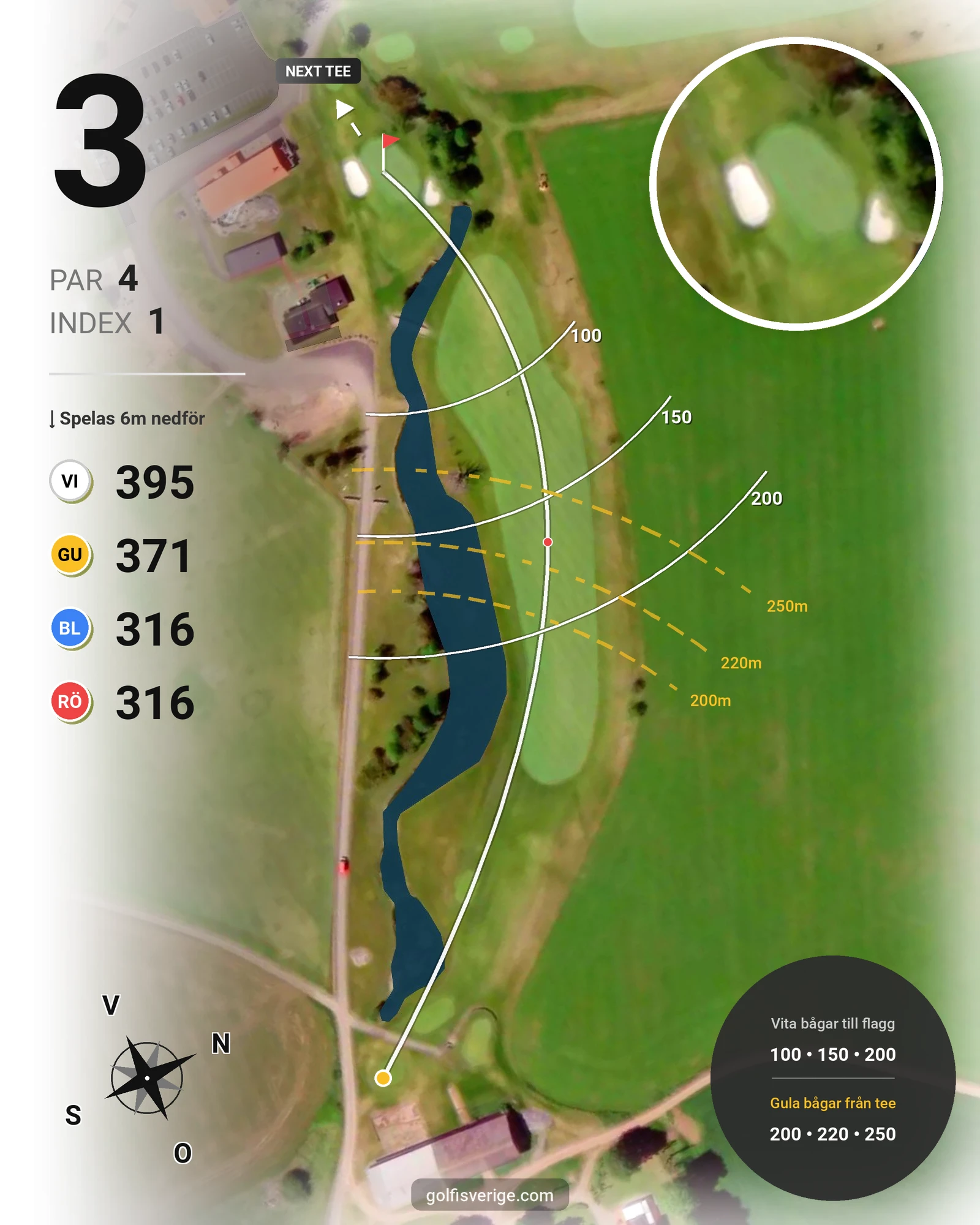 Banguide Ombergs Banan på Ombergs Golf Resort - Hål 3 karta