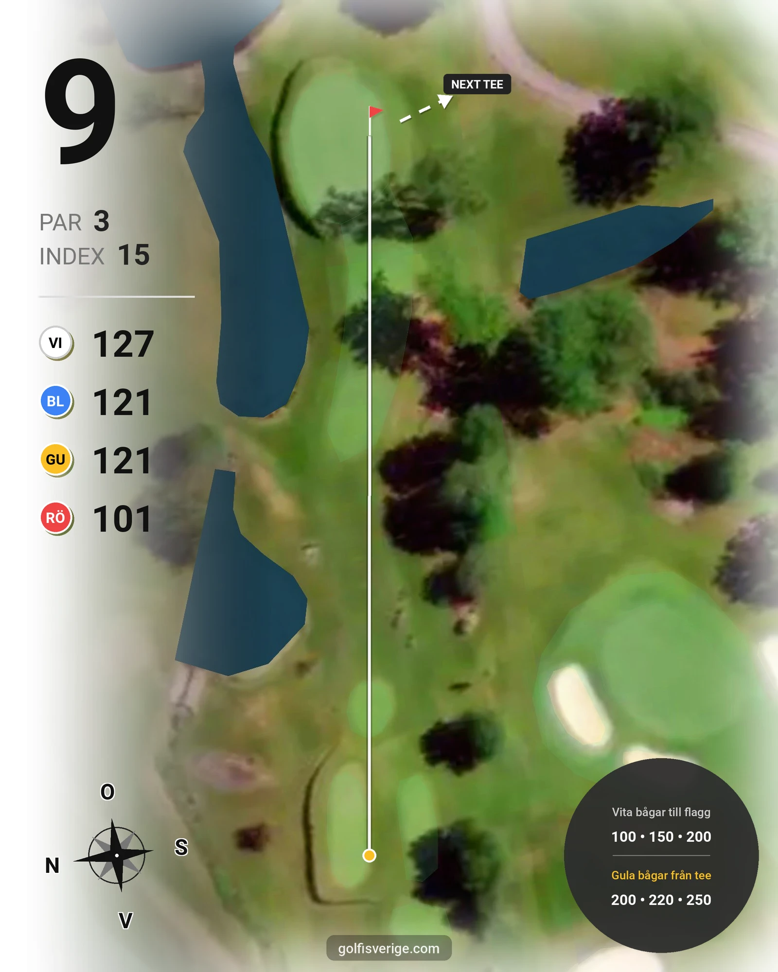 Banguide Ombergs Banan på Ombergs Golf Resort - Hål 9 karta