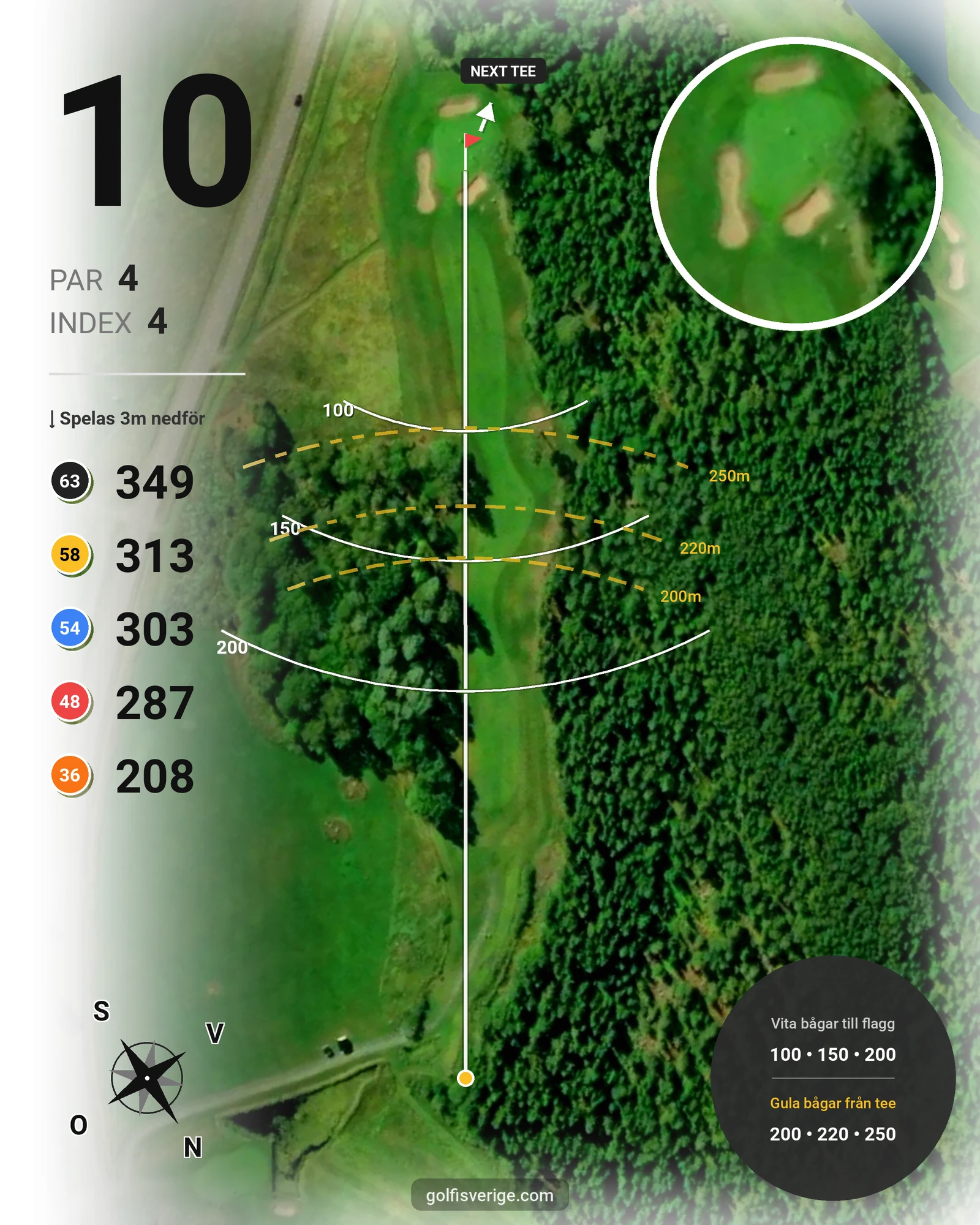 Banguide 18 hålsbanan på Örbyhus Golfklubb - Hål 10 karta