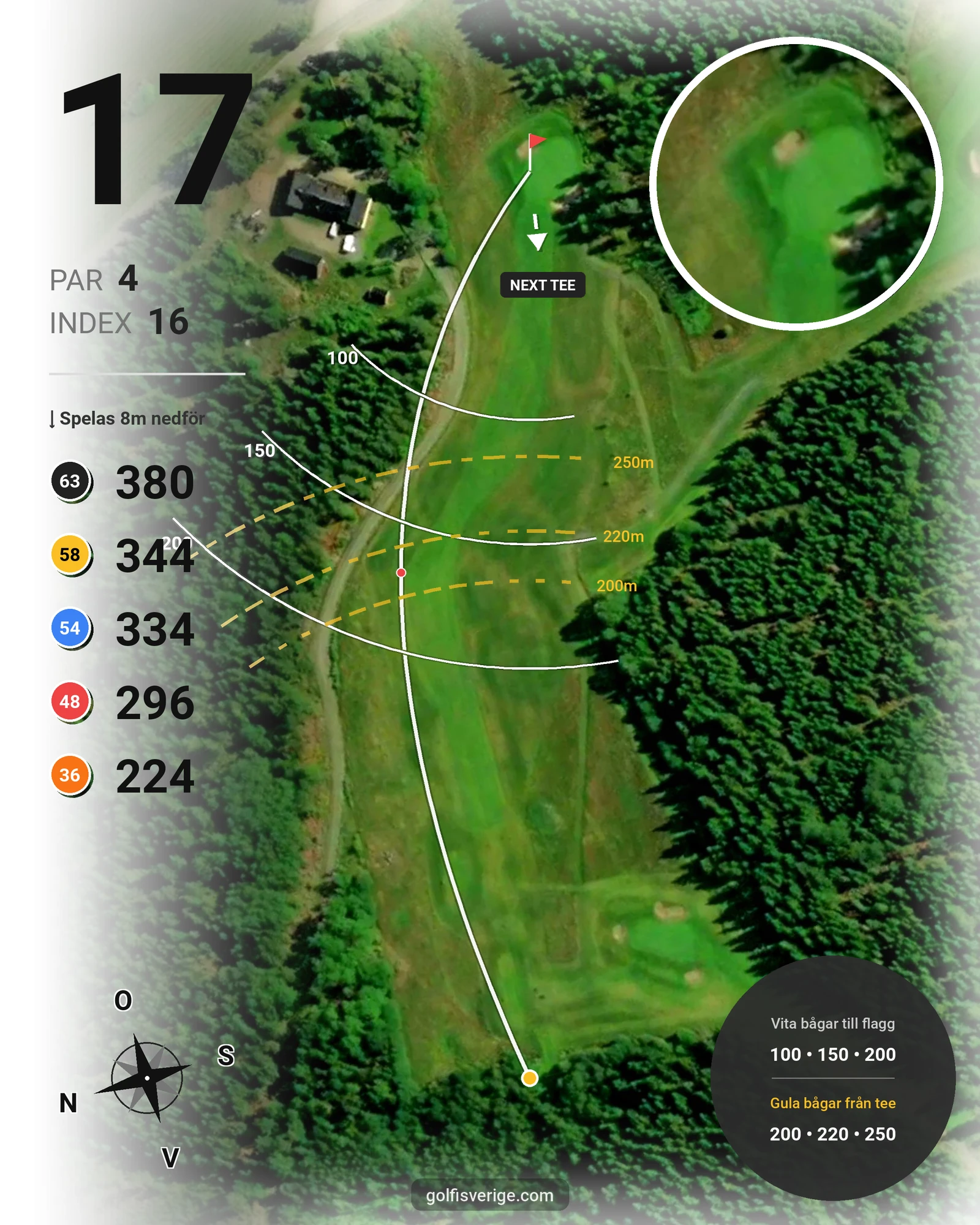 Banguide 18 hålsbanan på Örbyhus Golfklubb - Hål 17 karta