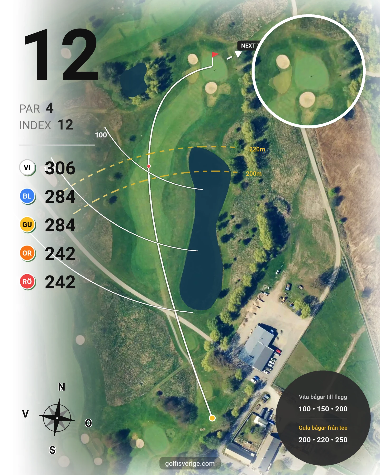 Banguide 18-hålsbanan på Örestads Golfklubb - Hål 12 karta